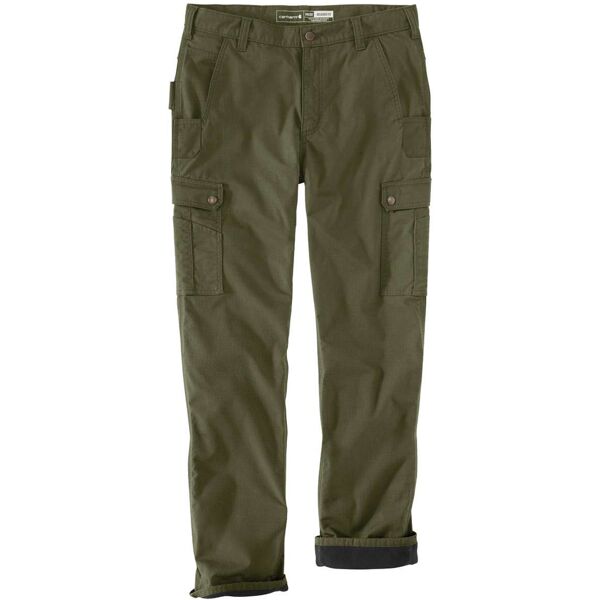 carhartt cargo fleece lined work pantaloni verde 36