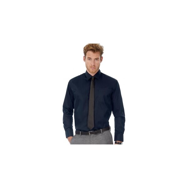 b&c collection 100 camicia uomo maniche lunghe sharp twill neutro o personalizzato