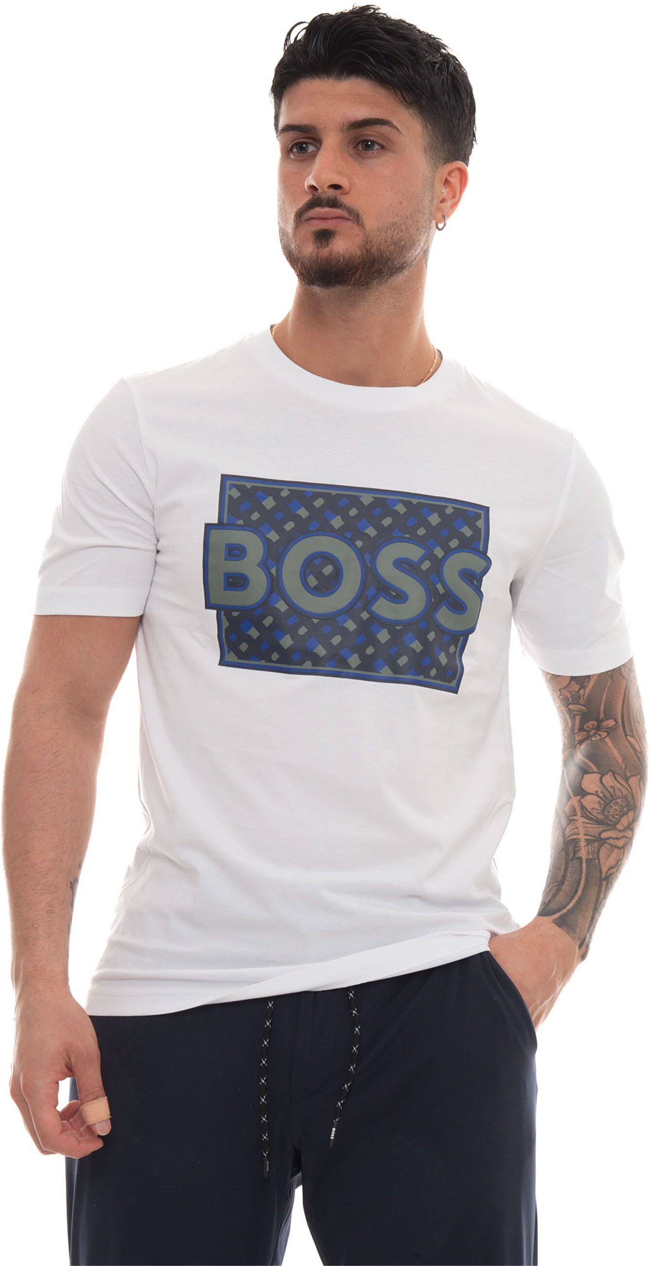 Boss T-shirt mezza manica TIBURT353 Bianco-blu Uomo XL