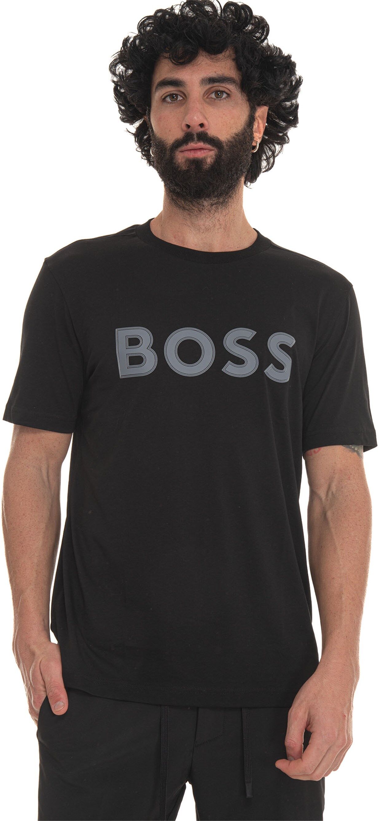 Boss T-shirt girocollo mezza manica Nero Uomo XL