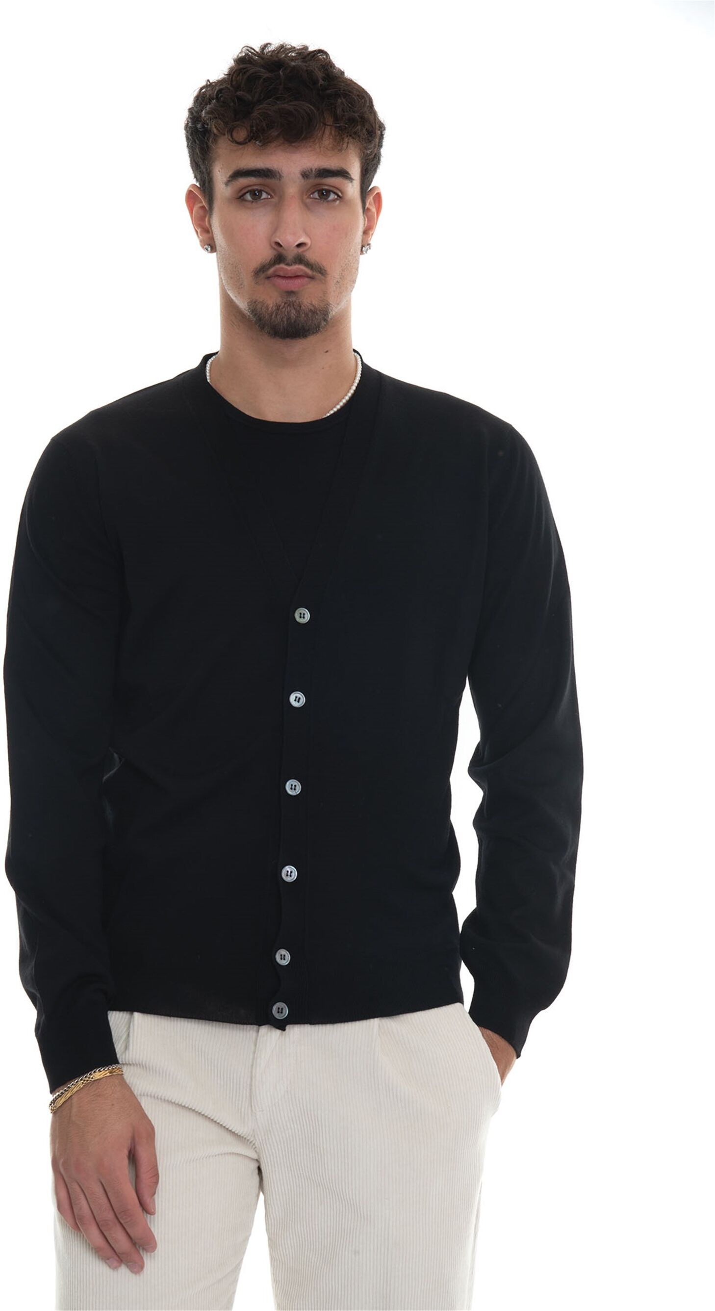 Hindustrie Cardigan bottoni Nero Uomo 52