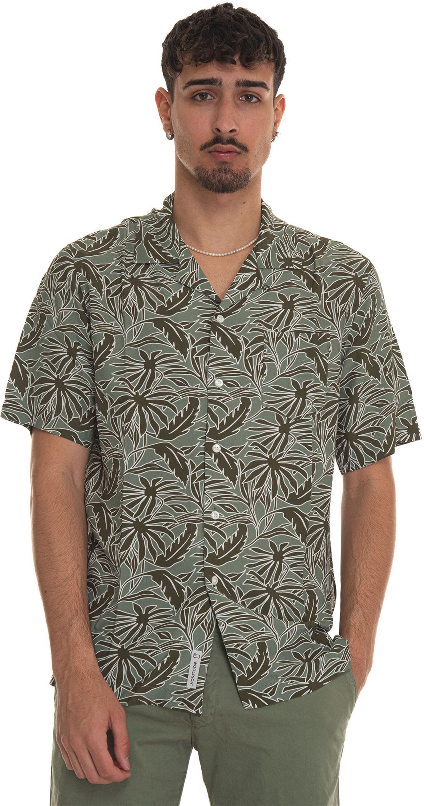 Woolrich Camicia casual TROPICAL PRINT BOWLING SHIRT Verde Uomo M