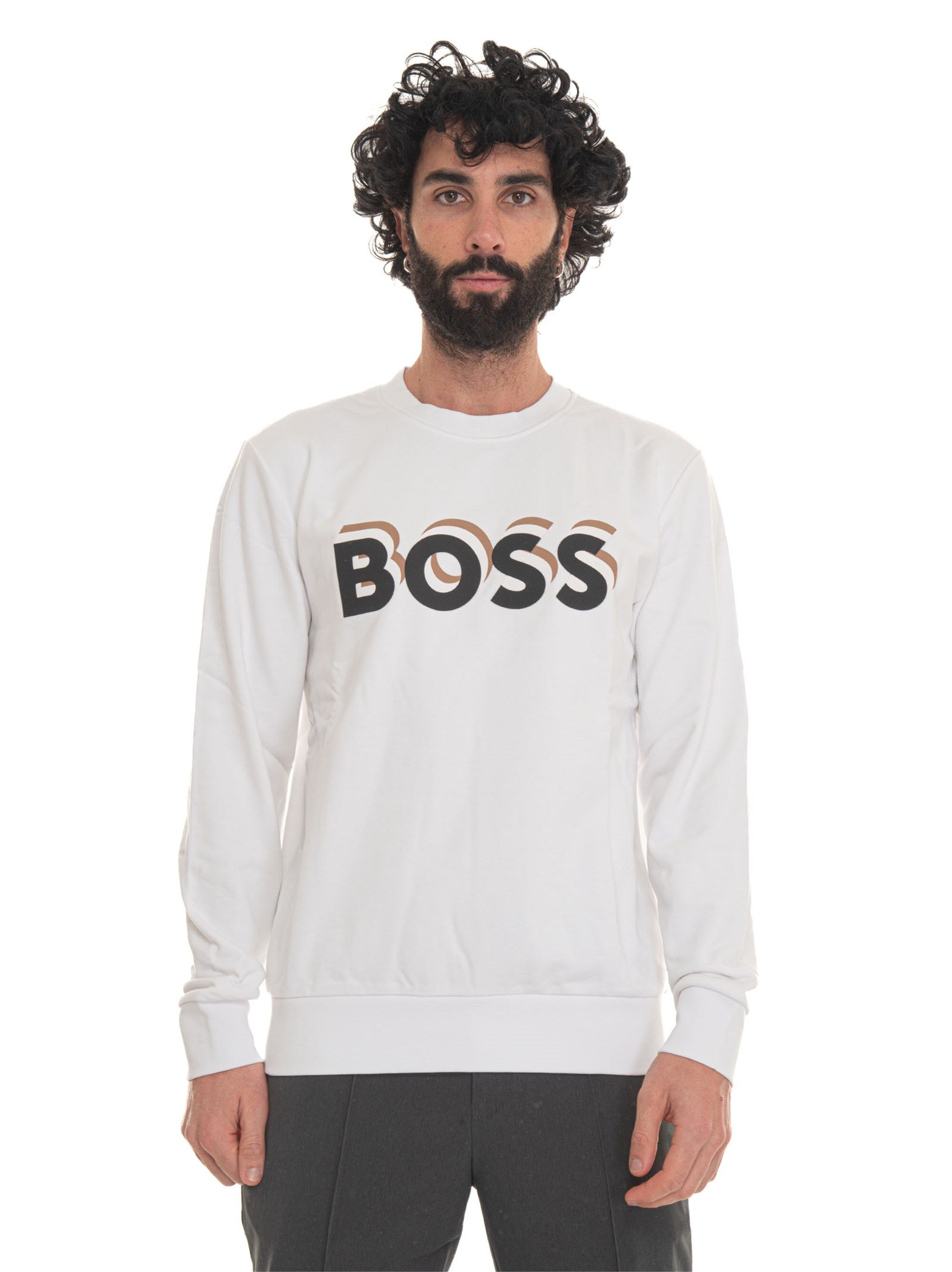 Boss Felpa girocollo Bianco Uomo L