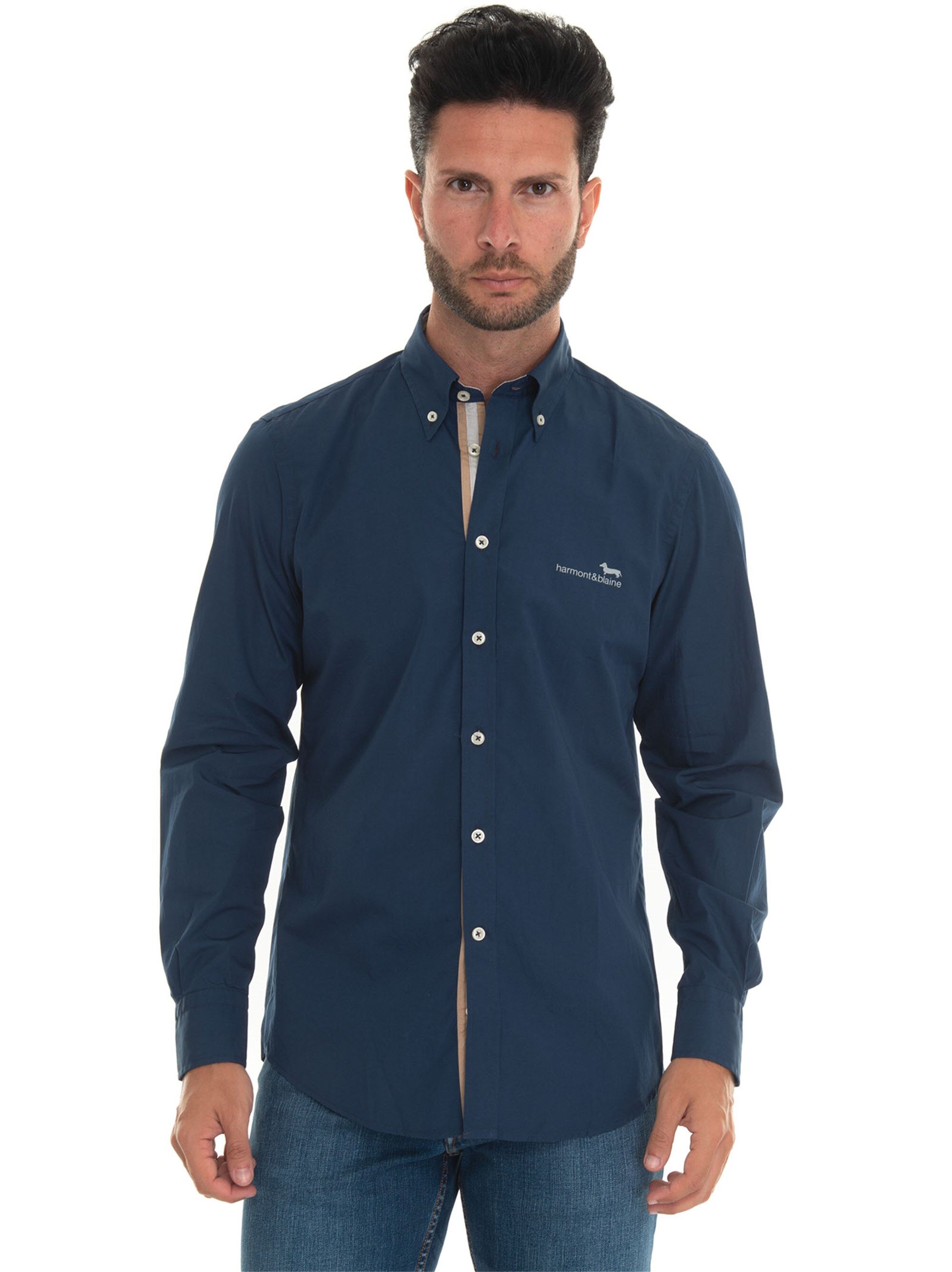 Harmont & Blaine Camicia cotone manica lunga Blu Uomo M