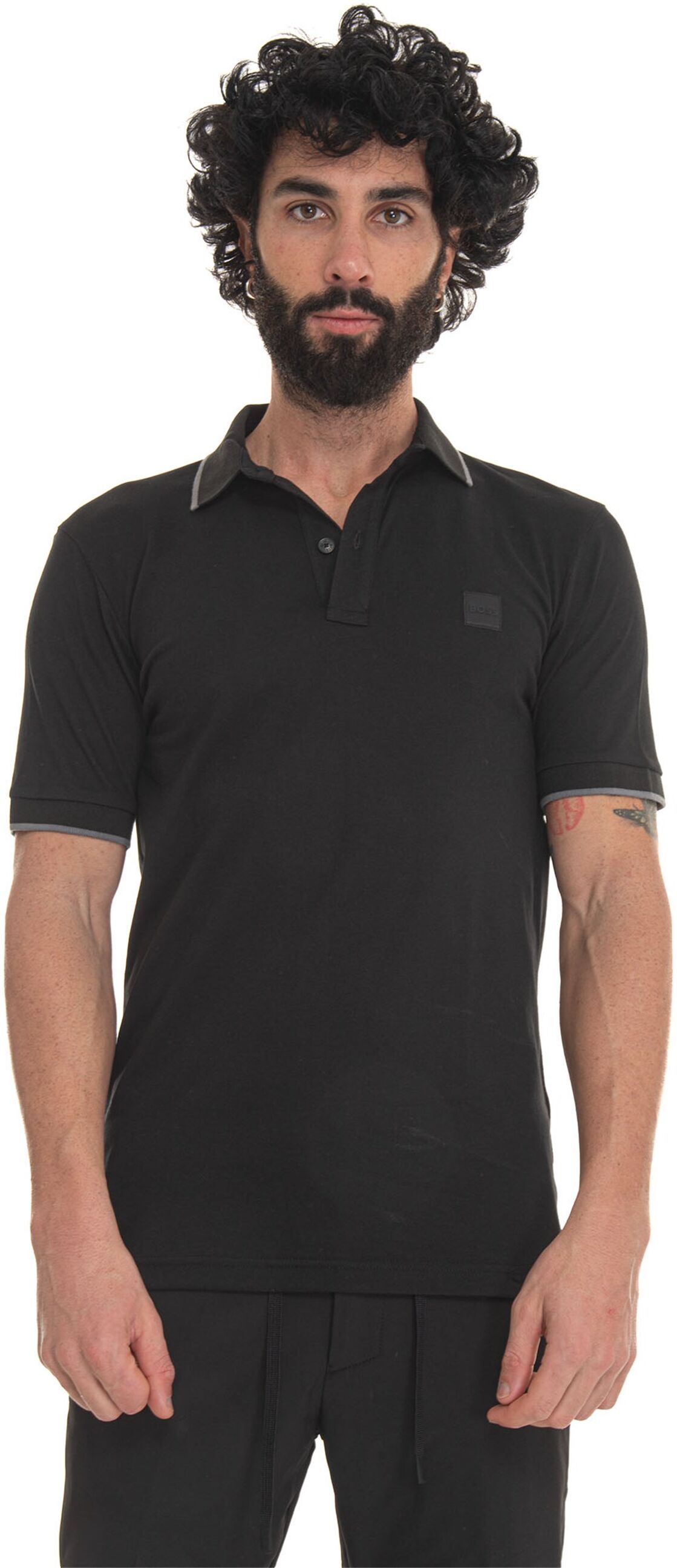 Boss Polo in cotone piquet Nero Uomo M