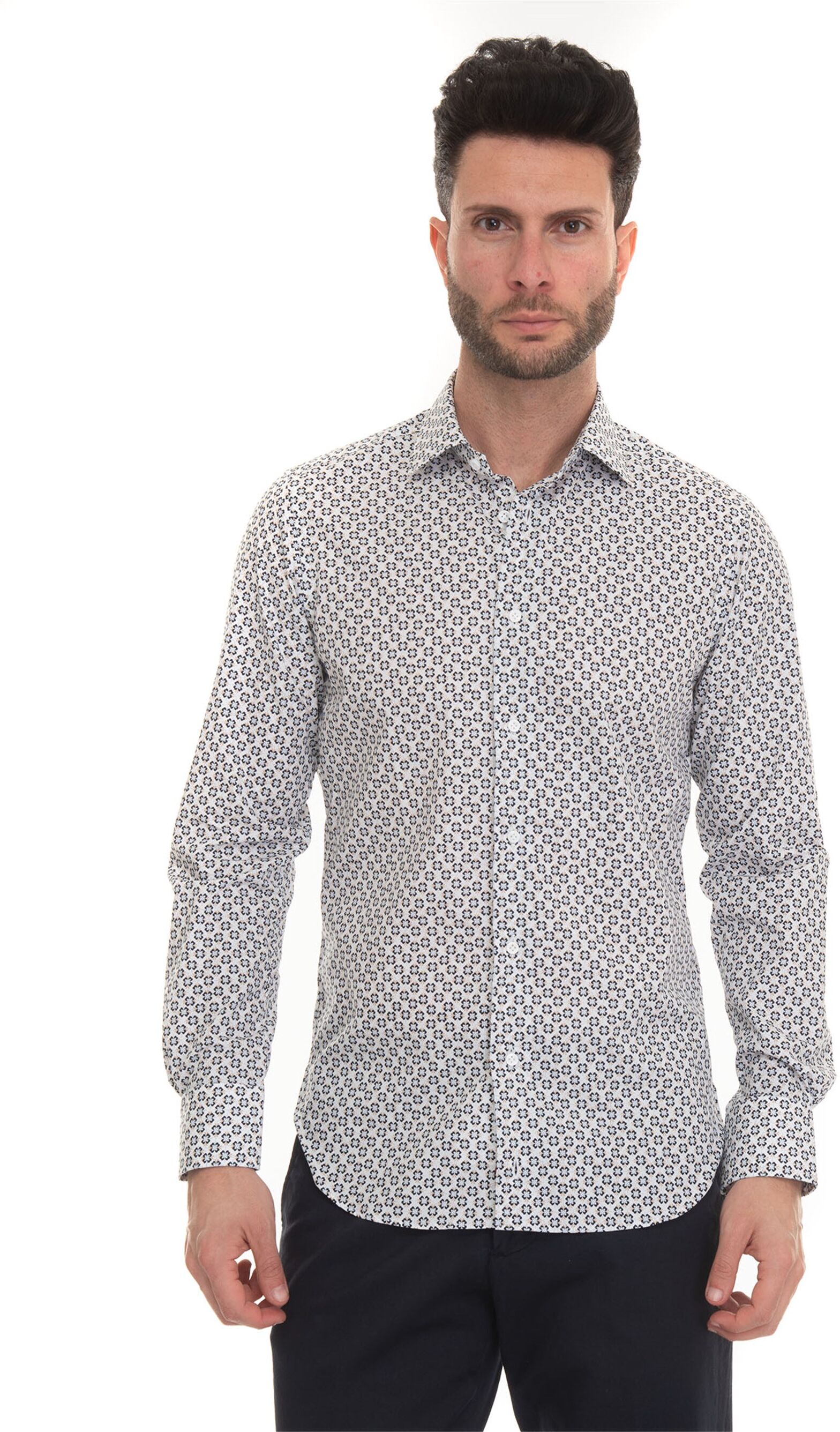 Carrel Camicia casual Bianco-nero Uomo 42