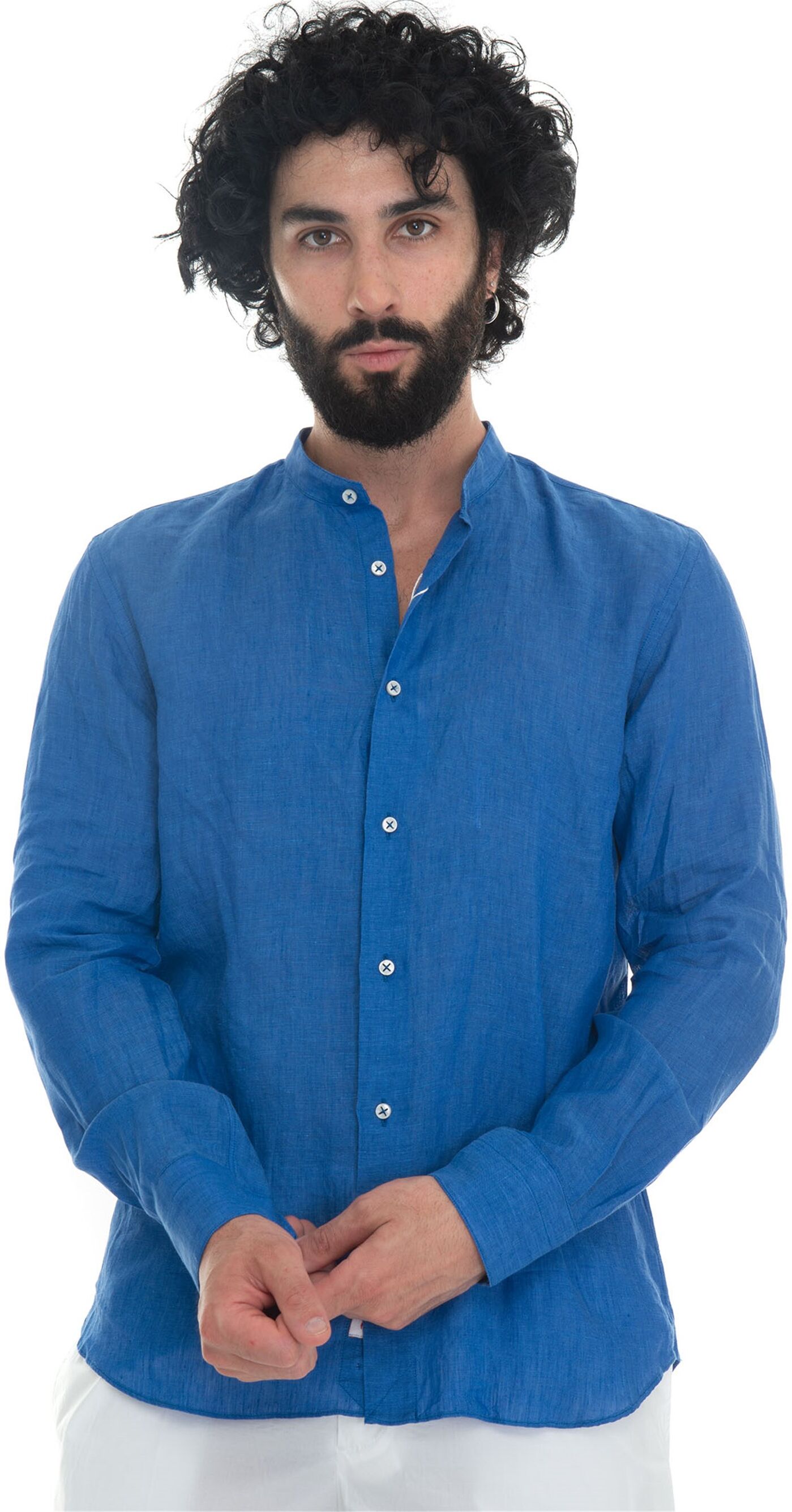 Vincenzo De Lauziers Camicia in lino Bluette Uomo 3XL