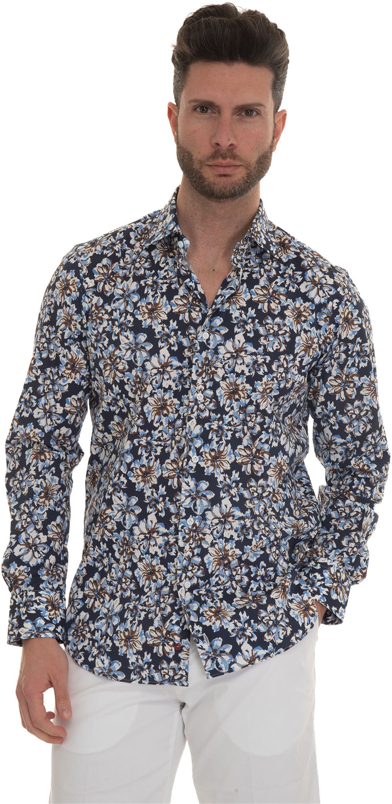 Carrel Camicia casual Blu-marrone Uomo 42