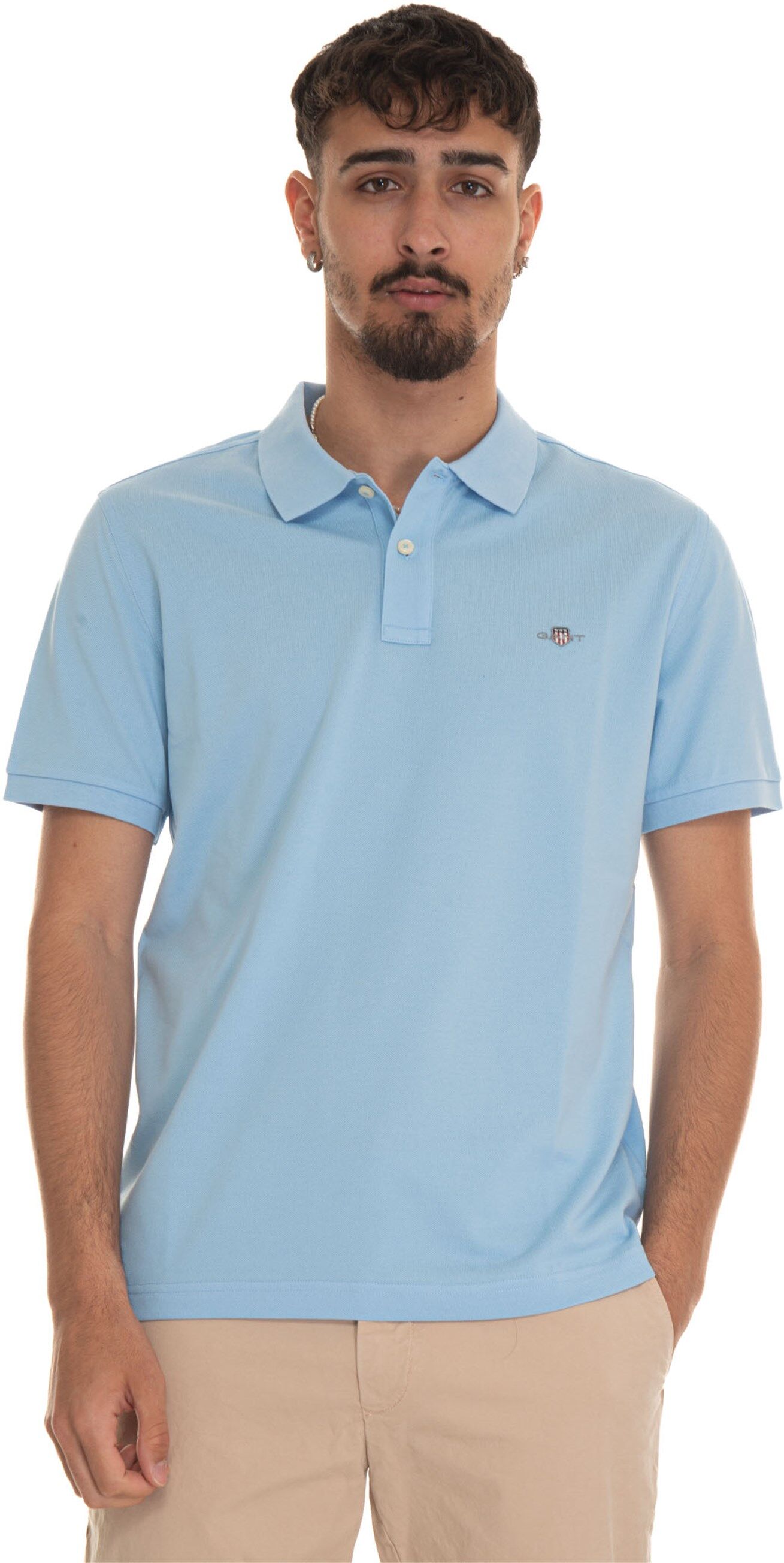 Gant Polo manica corta Celeste Uomo XL