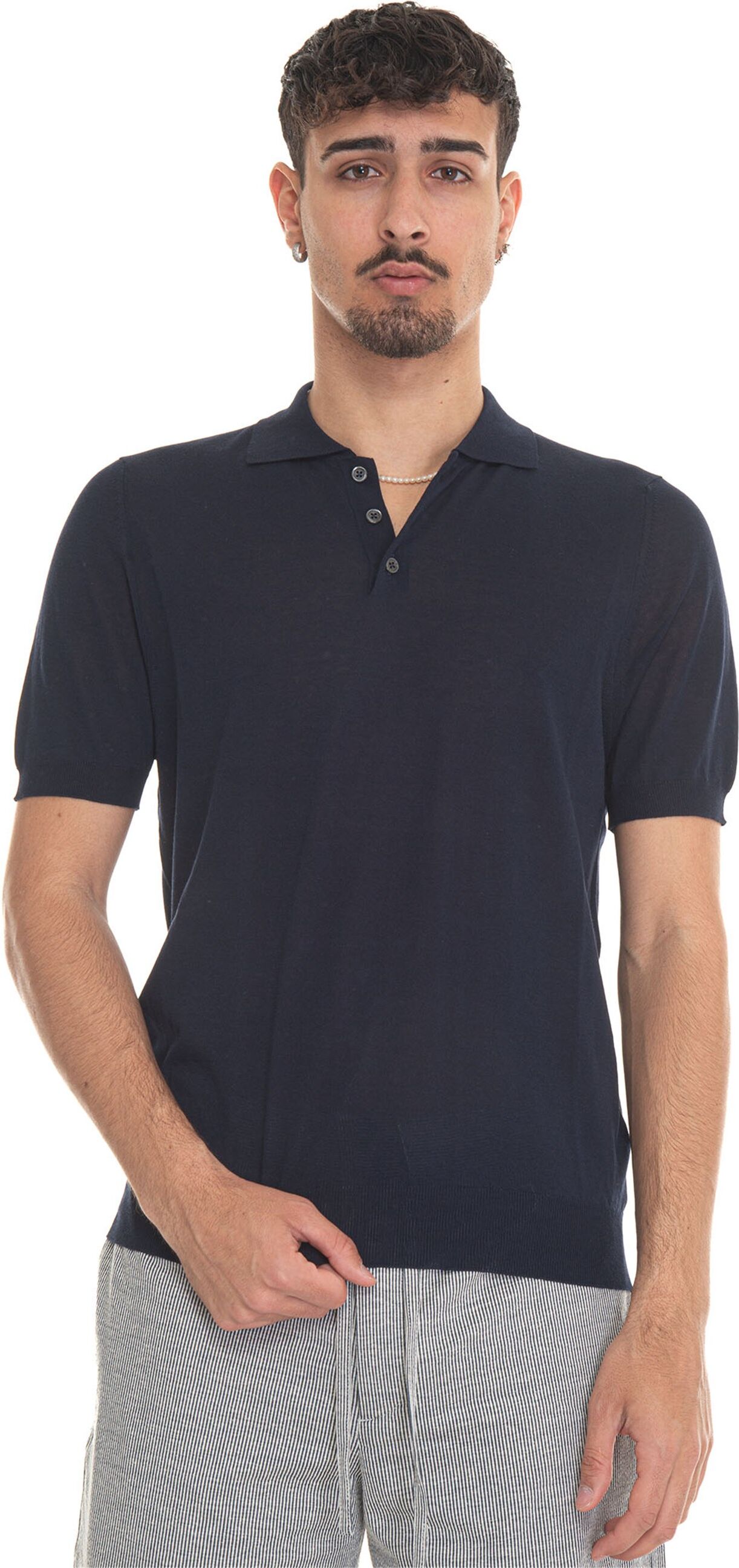 Hindustrie Polo in maglina POLO-CREPE Blu Uomo 52