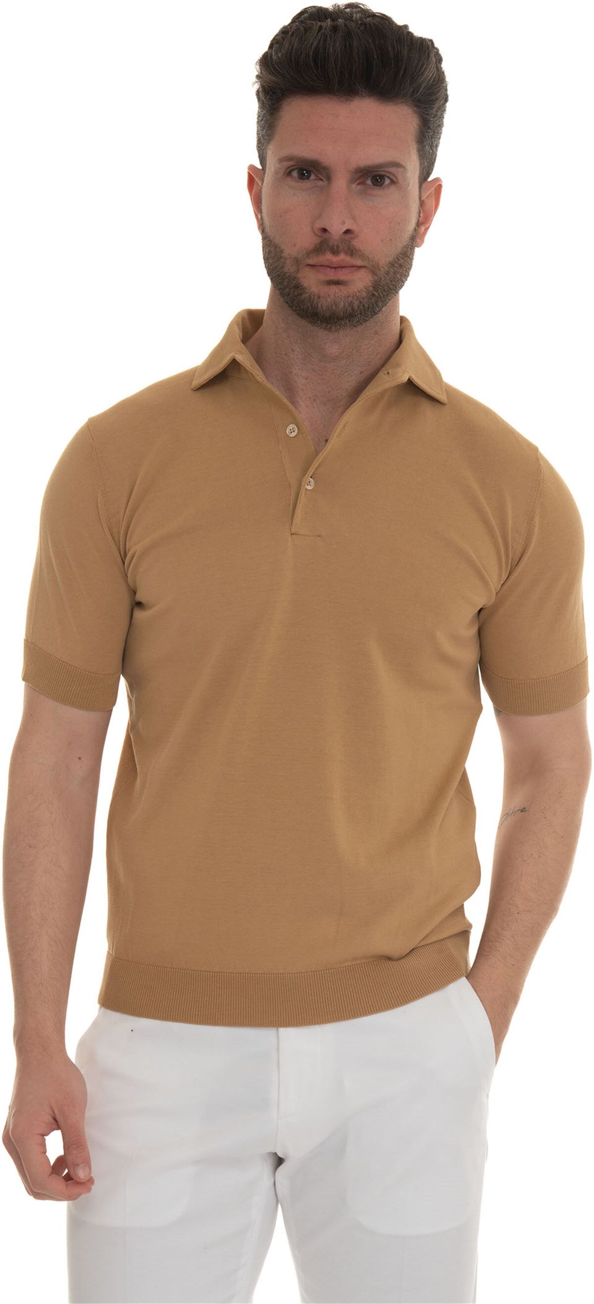 Hindustrie Polo in maglina Beige Uomo 50