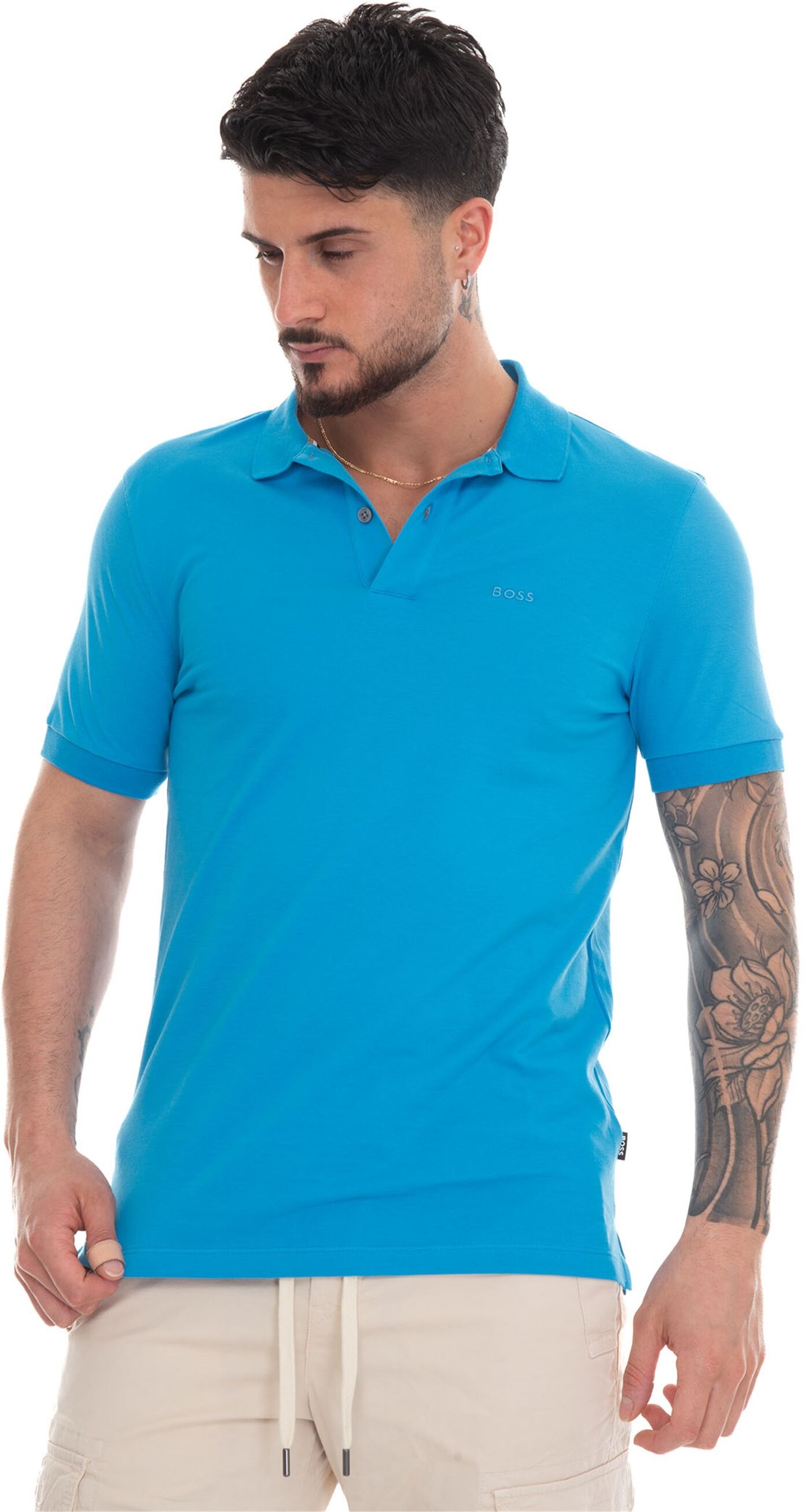 Boss Polo in cotone piquet Azzurro Uomo S