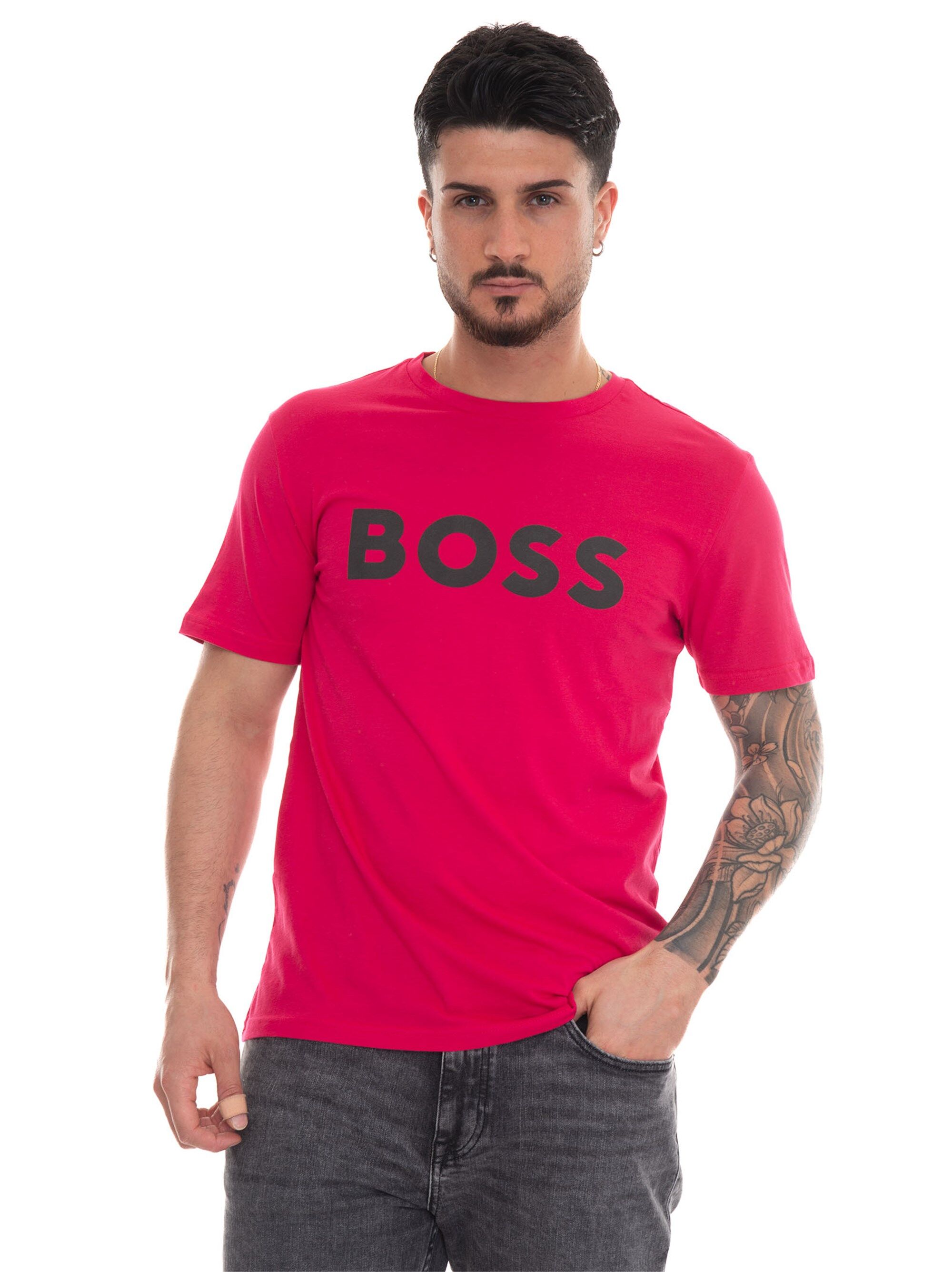 Boss T-shirt girocollo THINKING1 Fucsia Uomo XXL