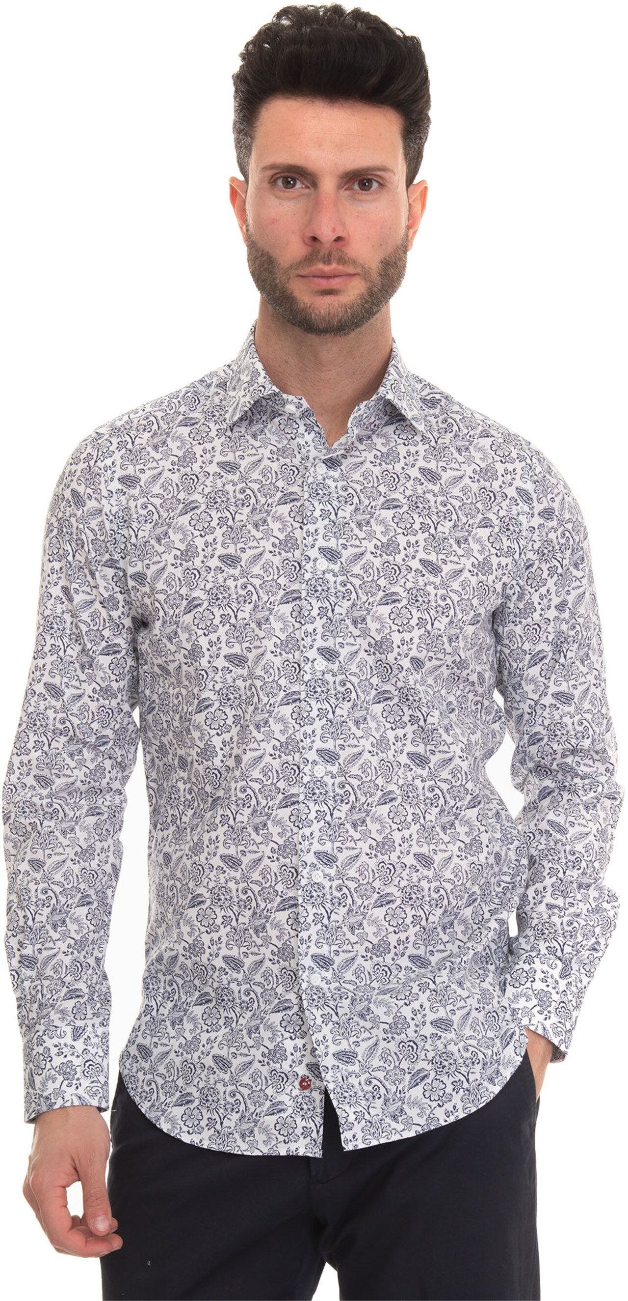 Carrel Camicia casual Bianco-blu Uomo 42