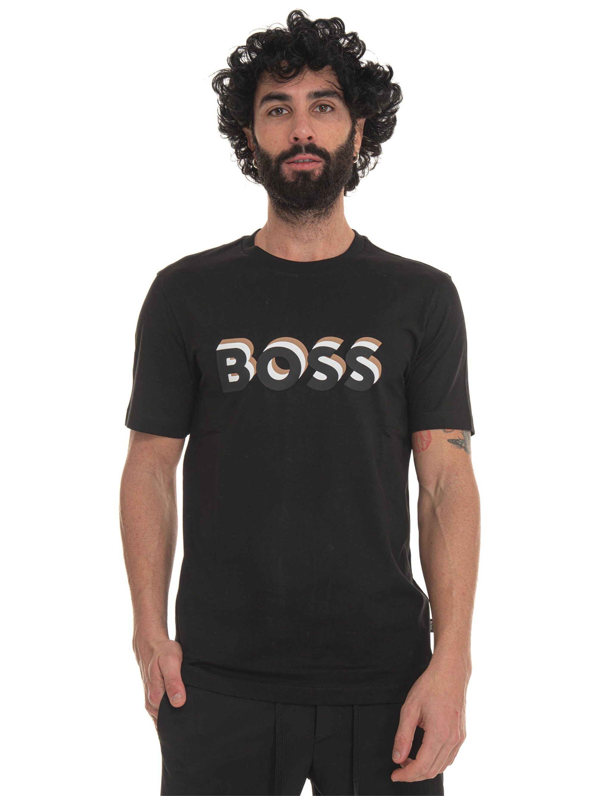 Boss T-shirt girocollo mezza manica Nero Uomo XL