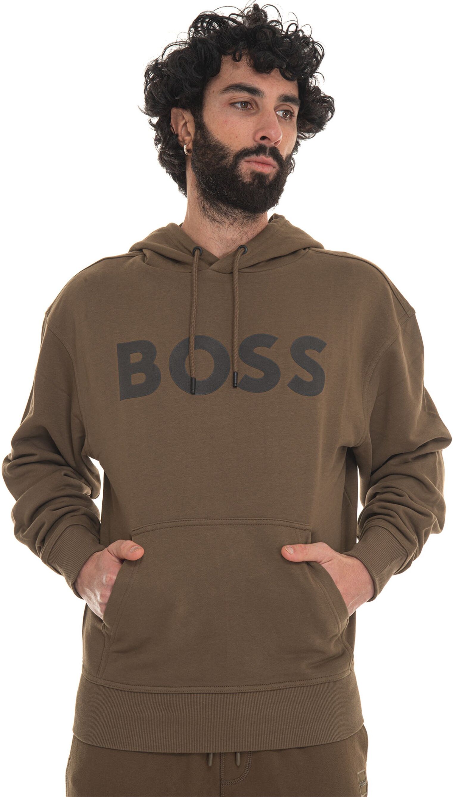 Boss Felpa con cappuccio Verde Uomo M