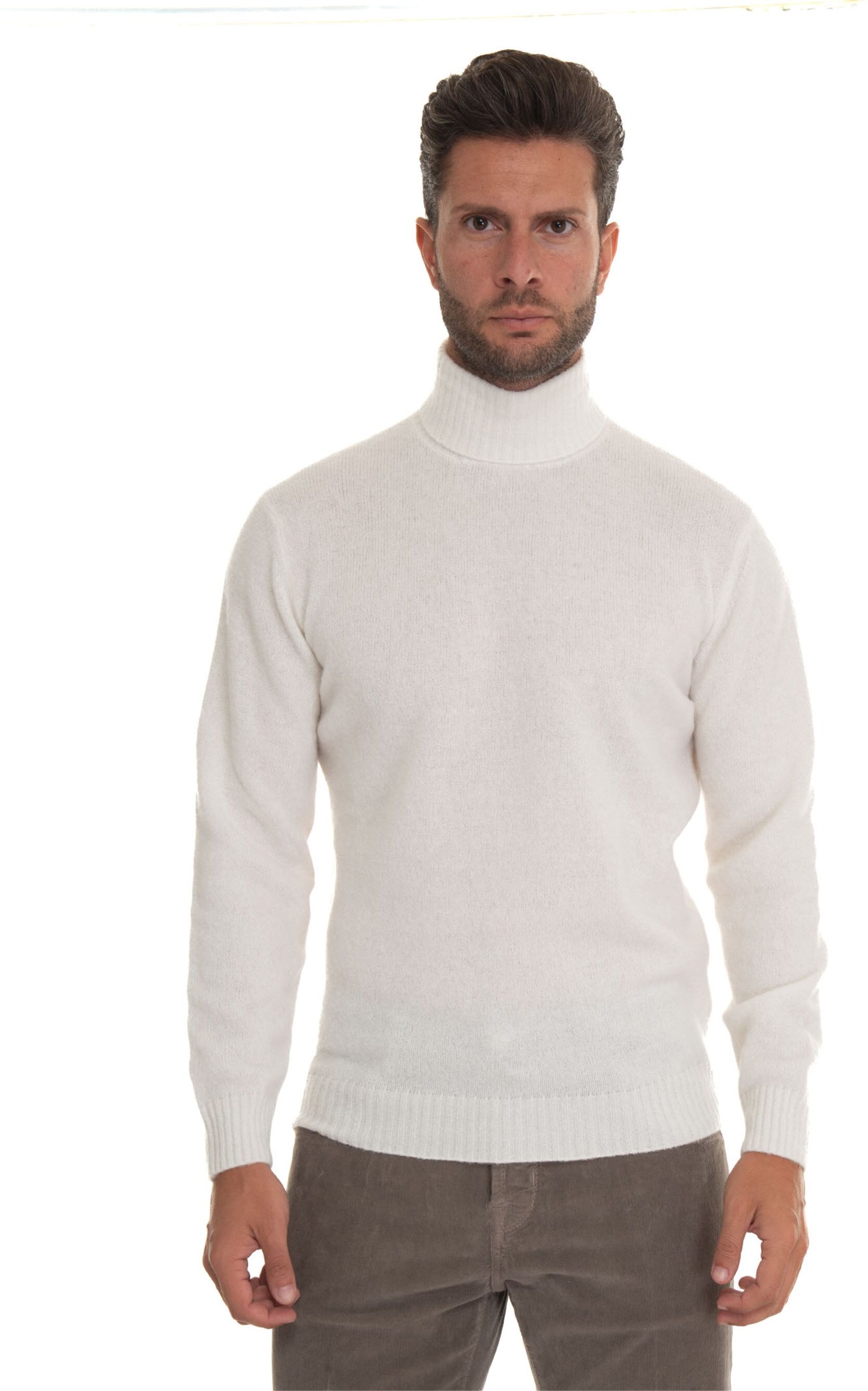 Hindustrie Pullover collo alto Panna Uomo 50