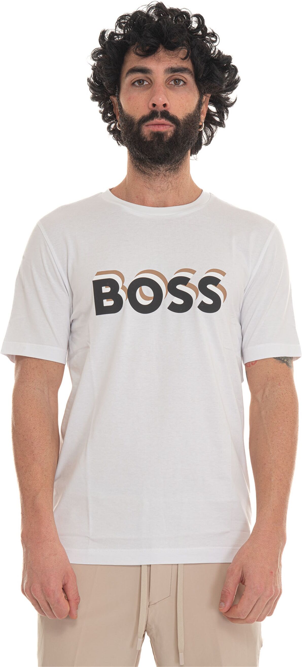 Boss T-shirt girocollo mezza manica Bianco Uomo XXL