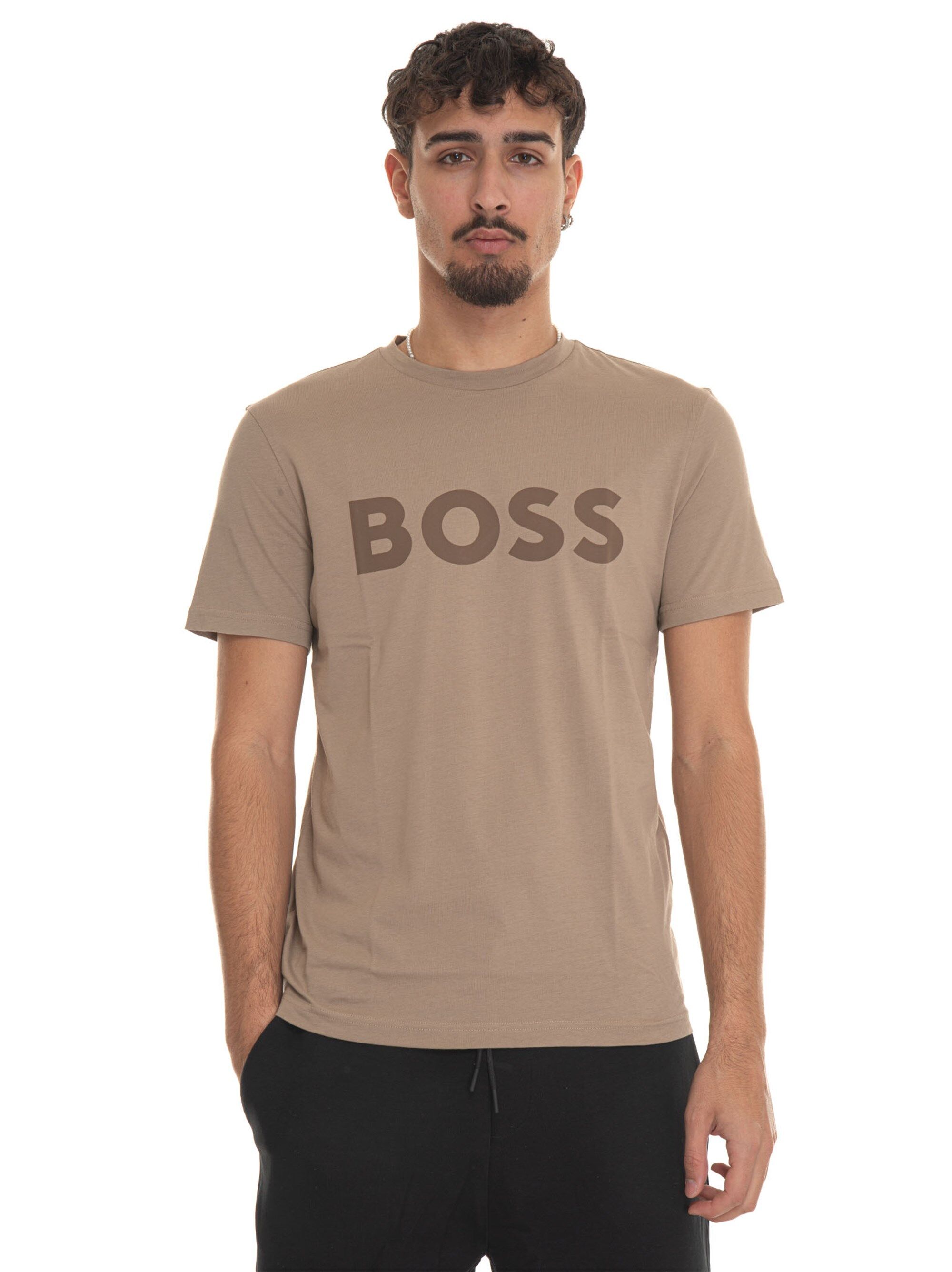 Boss T-shirt girocollo Beige Uomo 3XL