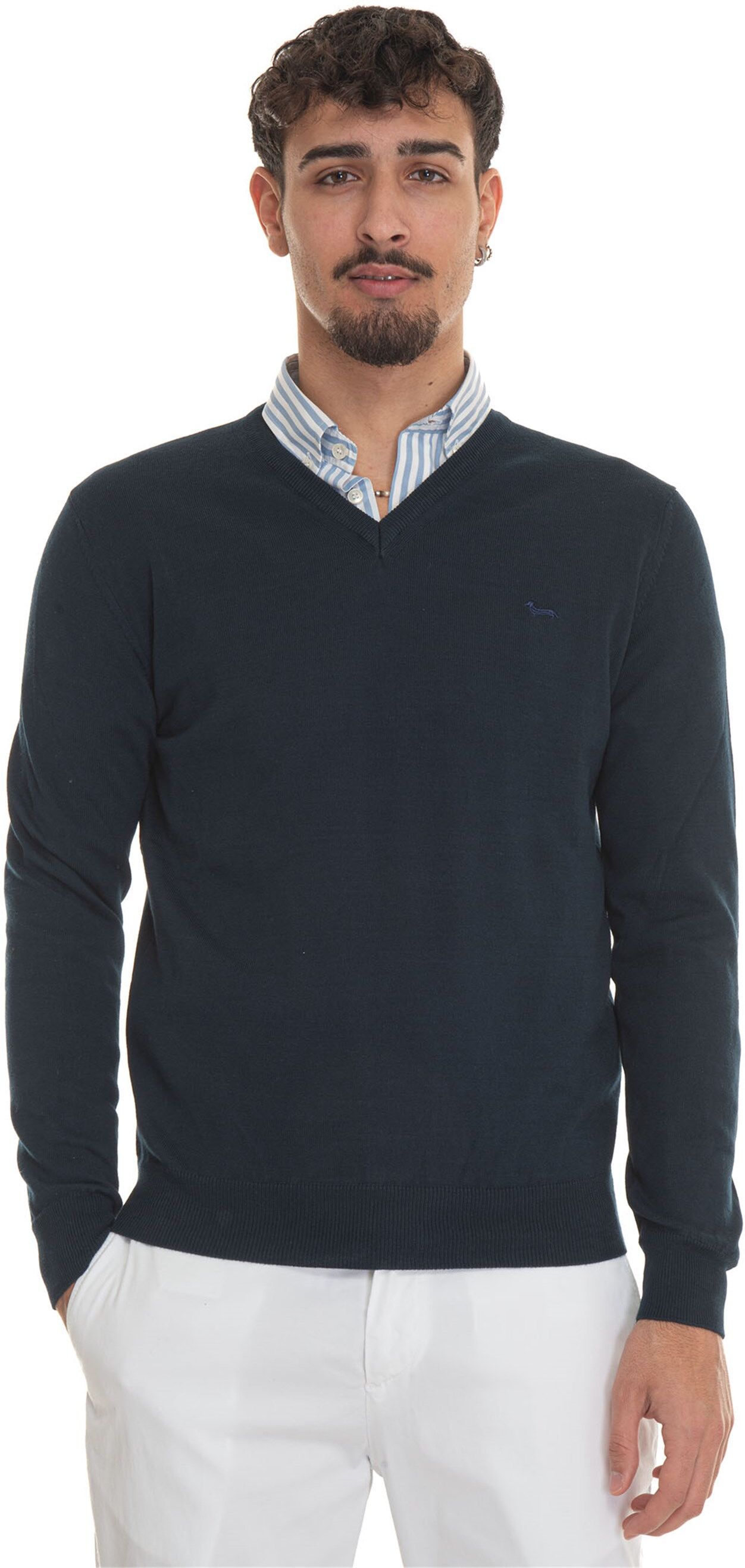 Harmont & Blaine Maglia collo a V HRL019 Blu Uomo M