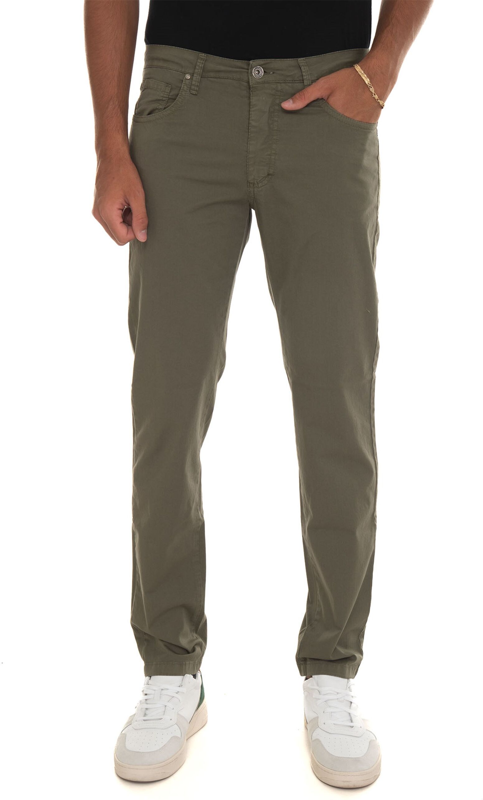 Quality First Pantalone in cotone Verde Uomo 50