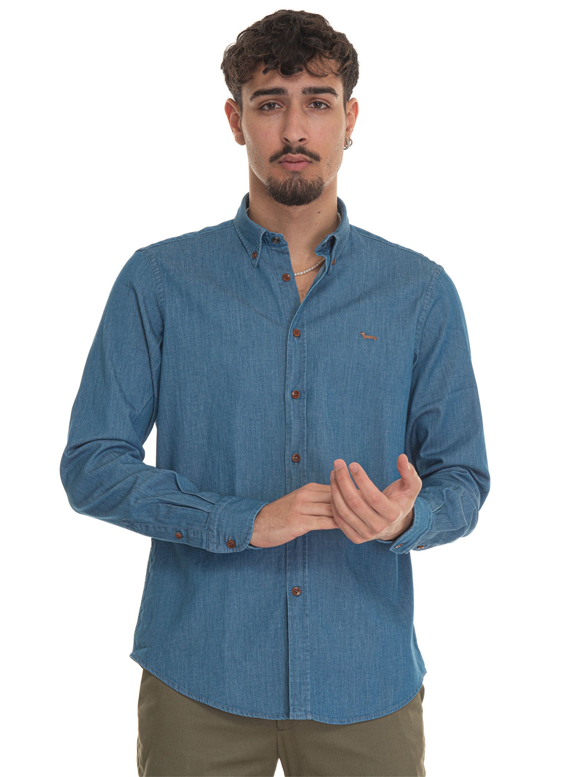 Harmont & Blaine Camicia jeans CRL001 Denim medio Uomo XXL