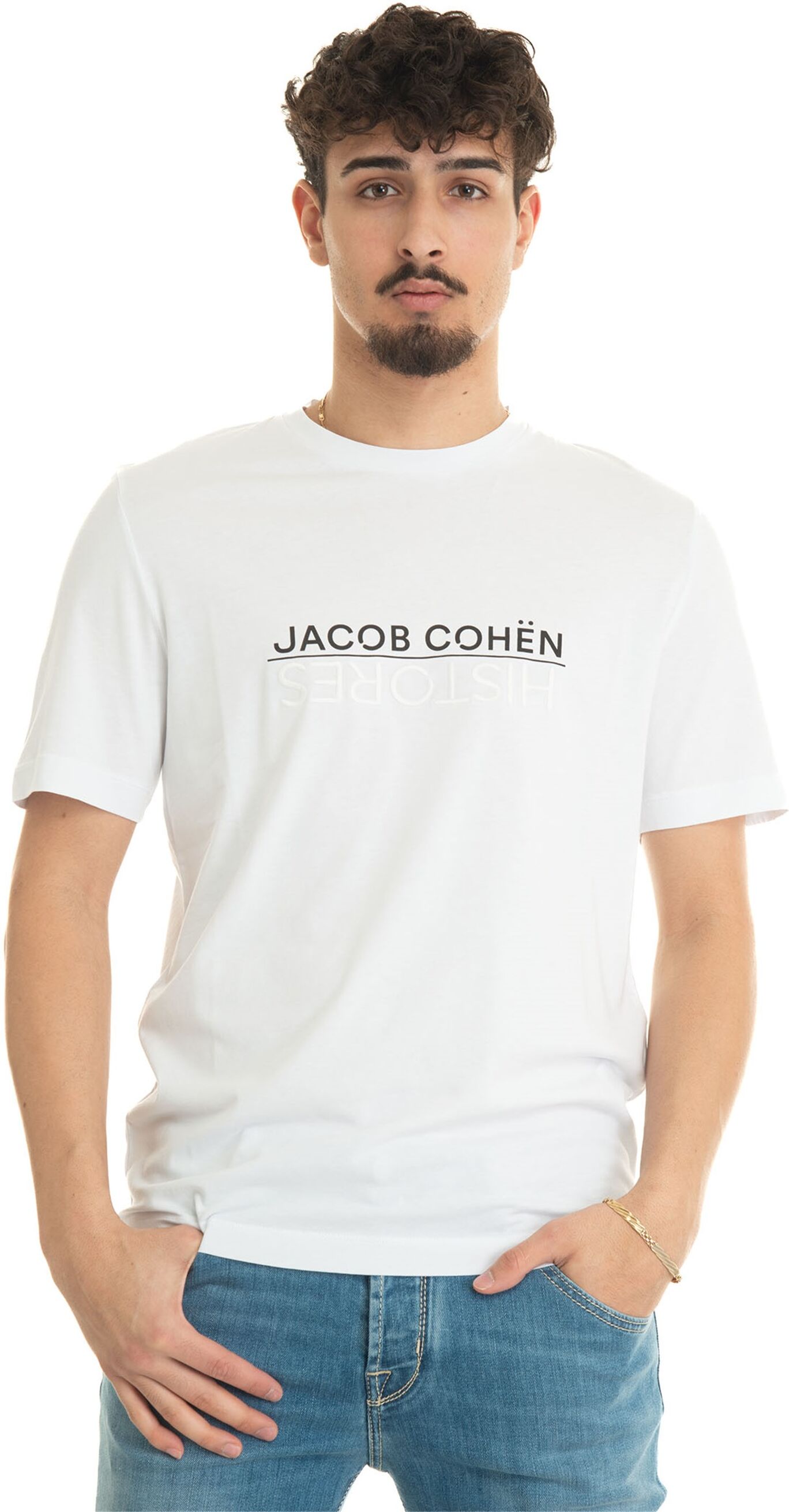 Jacob Cohen x Histores T-shirt girocollo mezza manica Bianco Uomo XXL