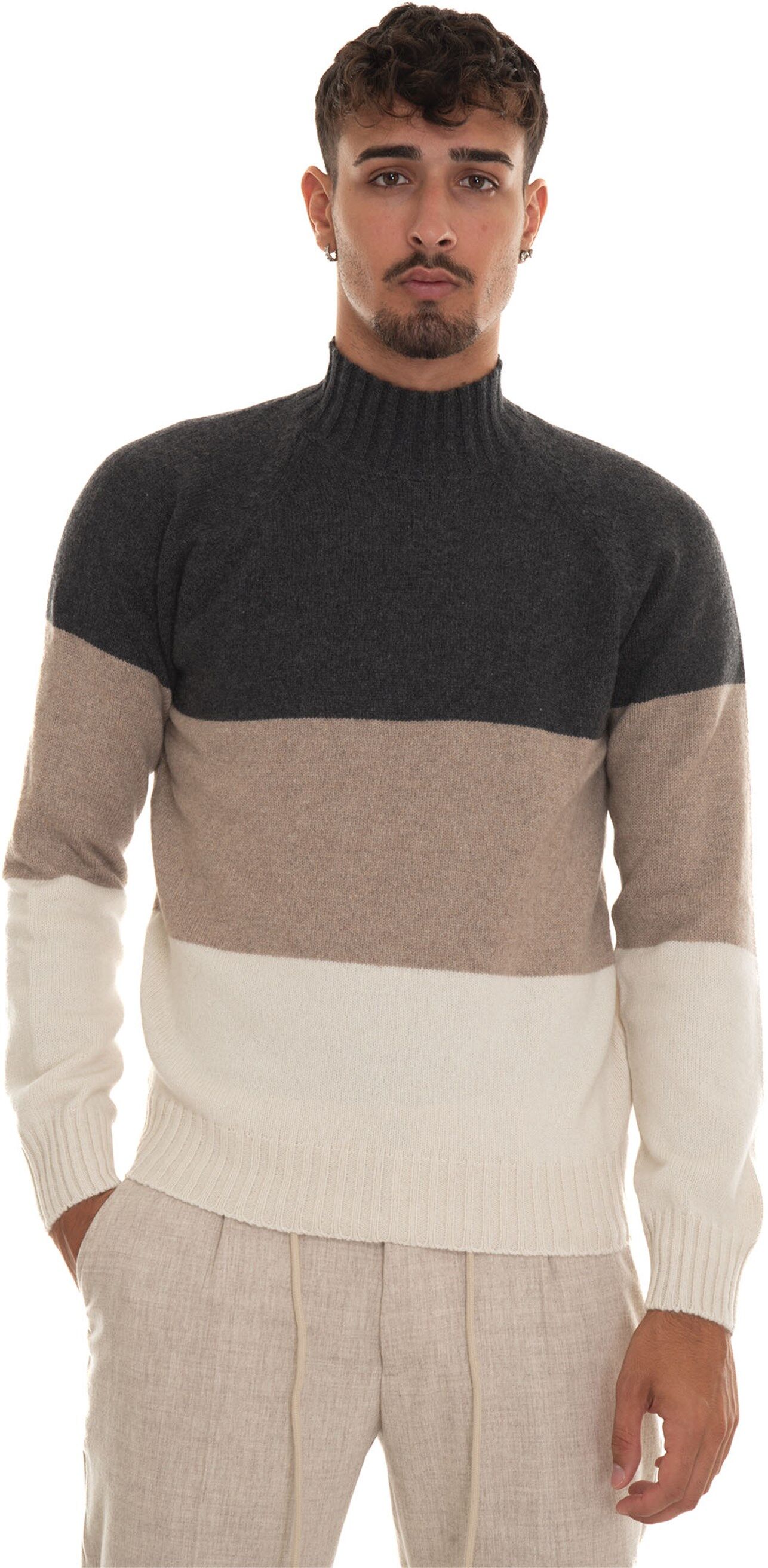 Gran Sasso Pullover collo alto Grigio-beige Uomo 50