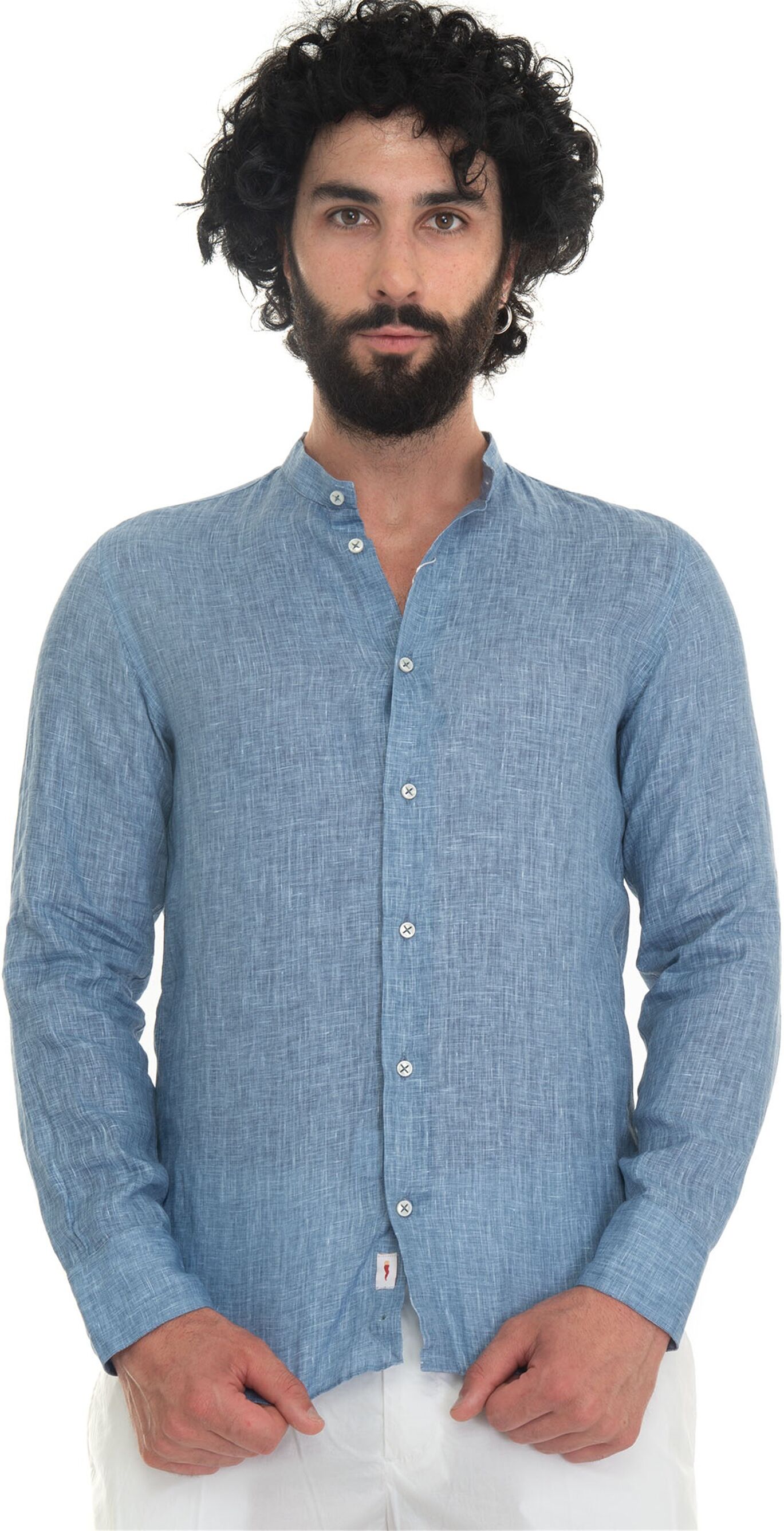 Vincenzo De Lauziers Camicia di lino guru Denim Uomo XL