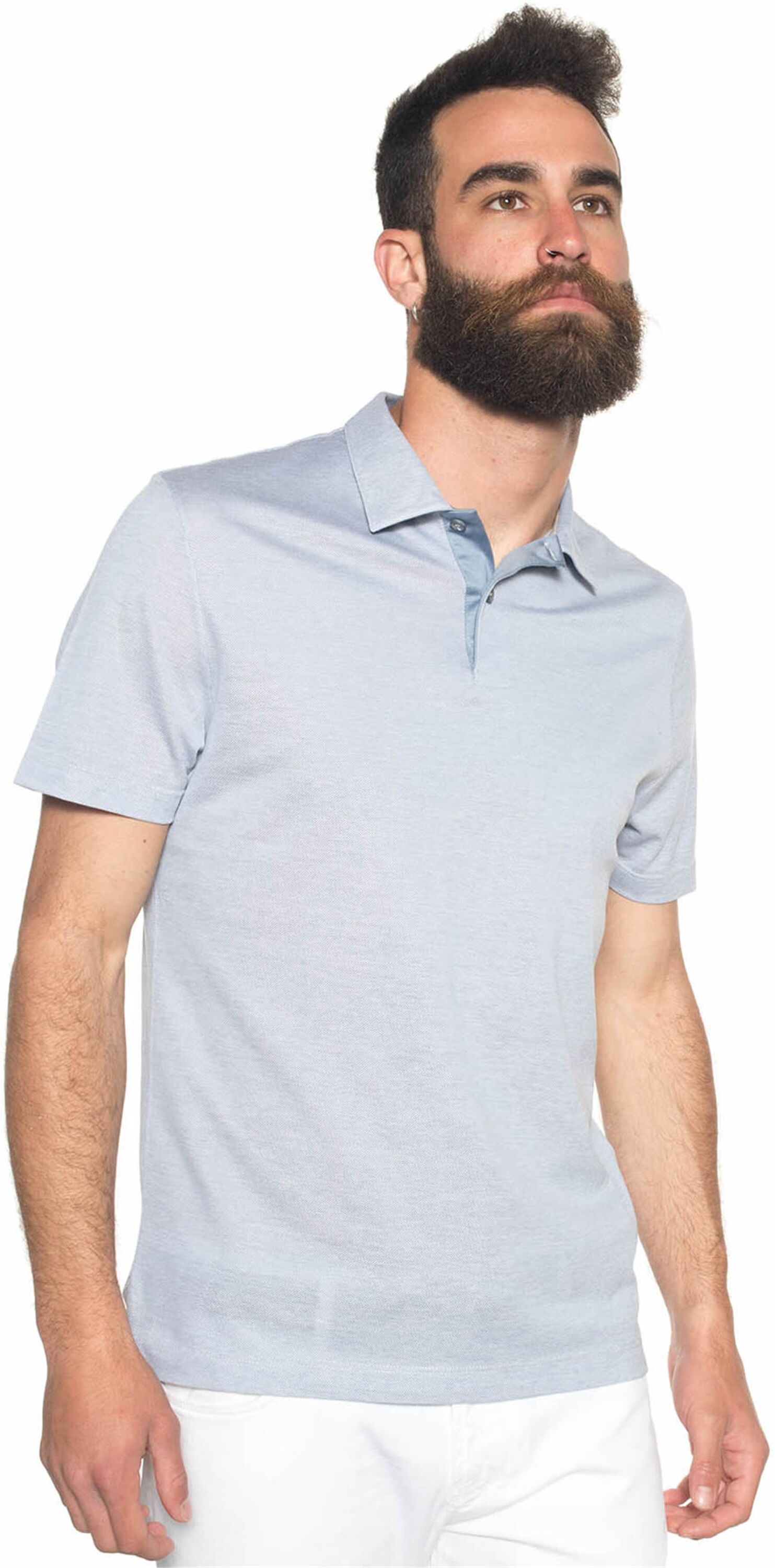 Canali Polo in cotone piquet Celeste Uomo 58