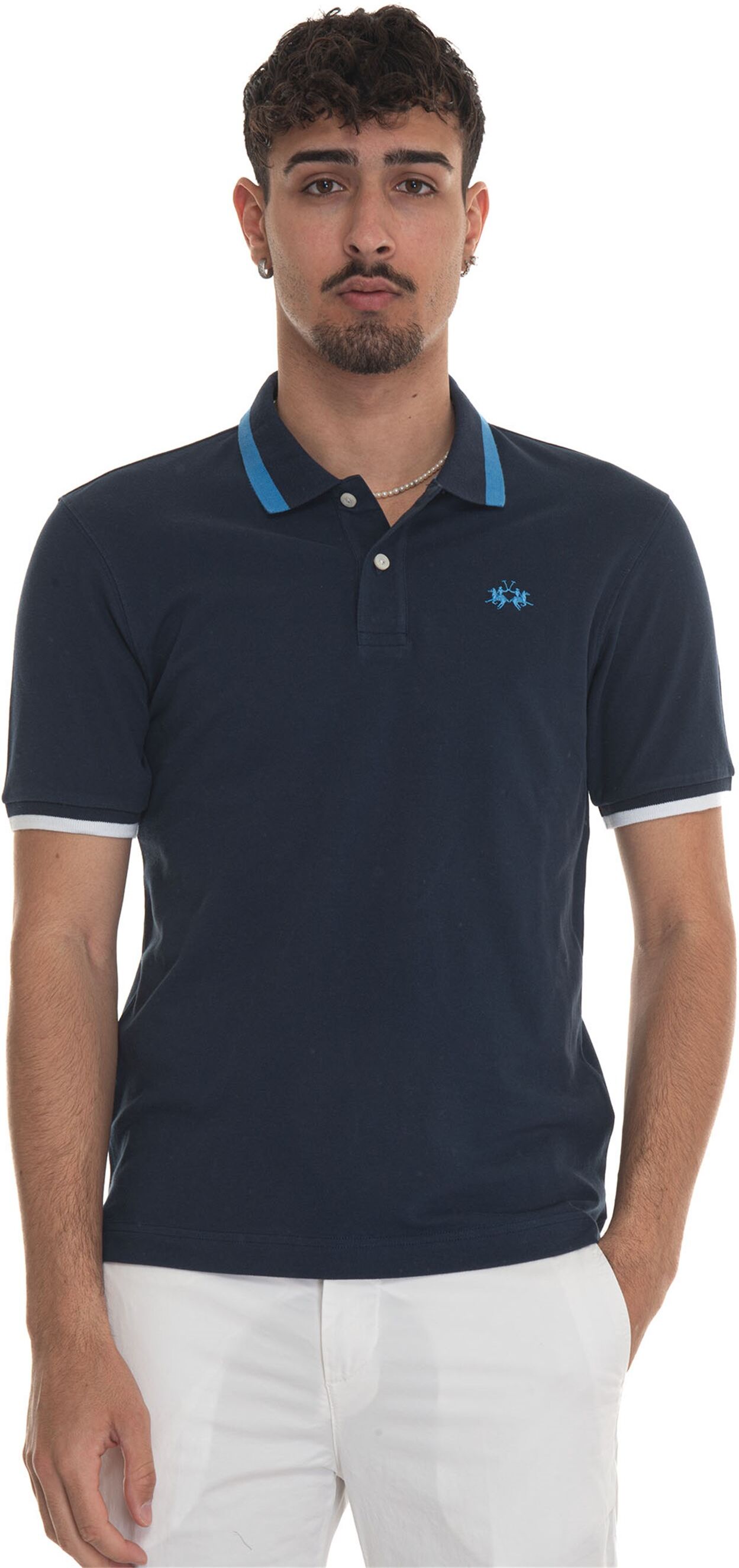 La Martina Polo in cotone piquet Russell Blu Uomo L