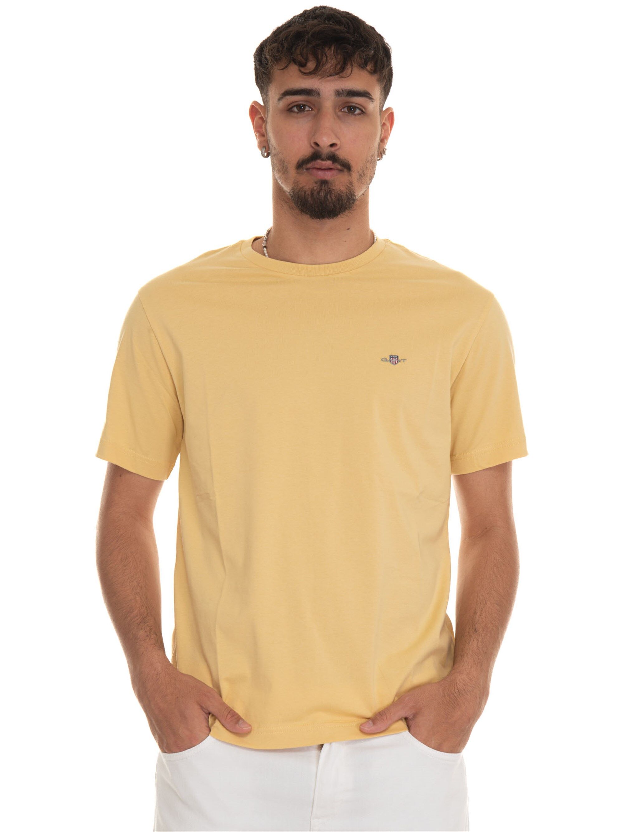 Gant T-shirt girocollo mezza manica Giallo Uomo XXL