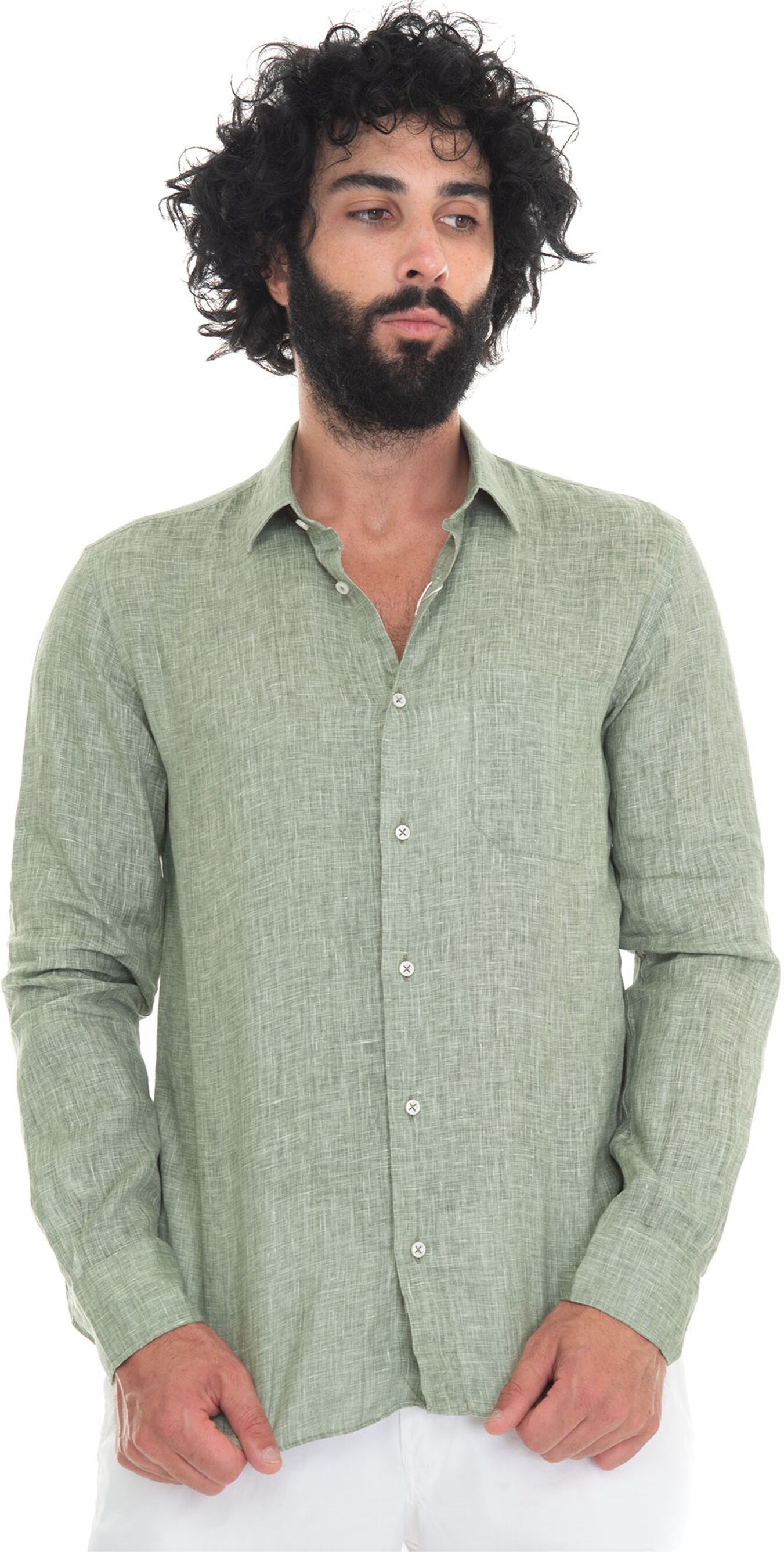 Vincenzo De Lauziers Camicia in lino Verde Uomo S