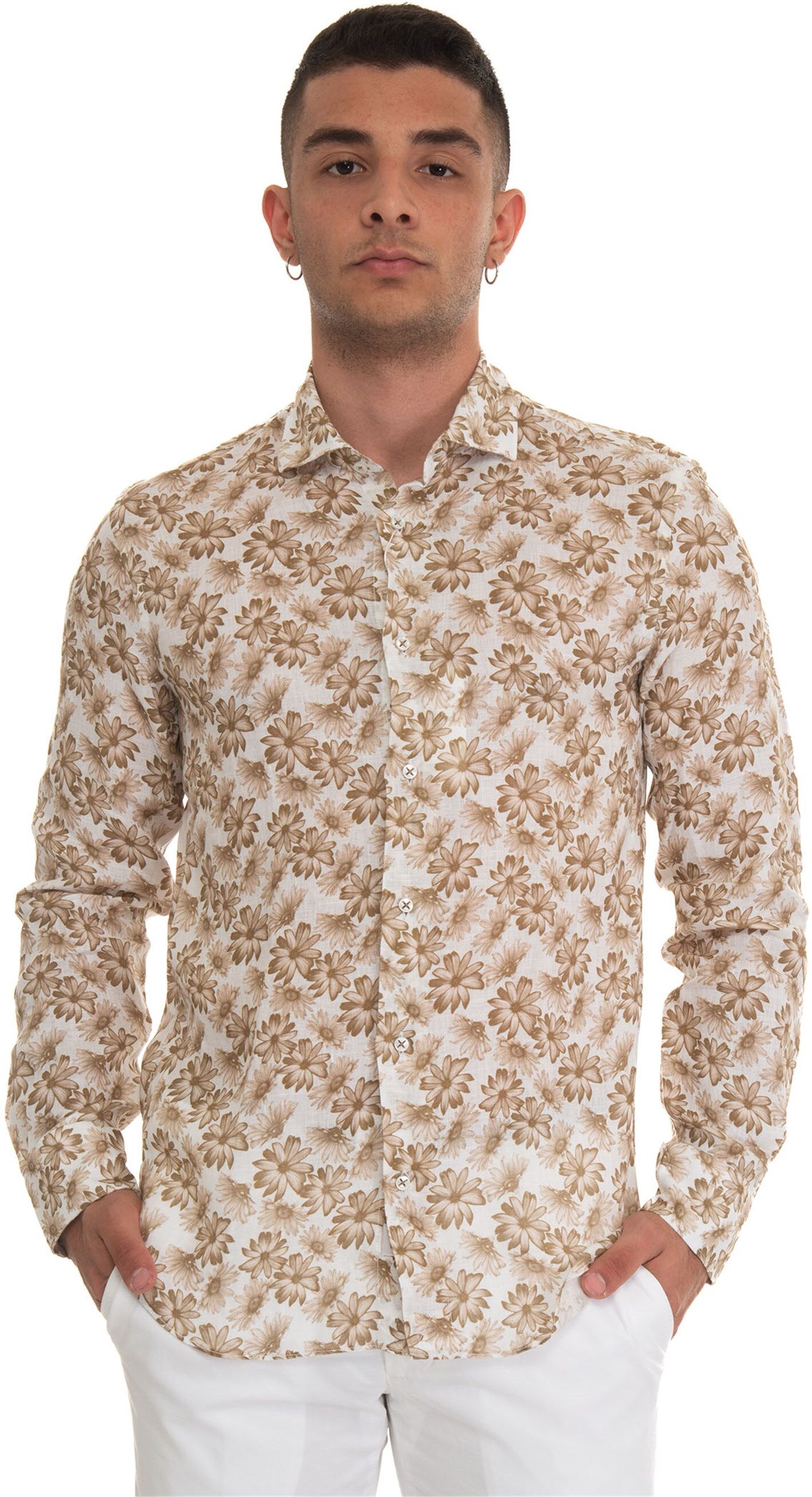 Vincenzo De Lauziers Camicia in lino Beige Uomo L