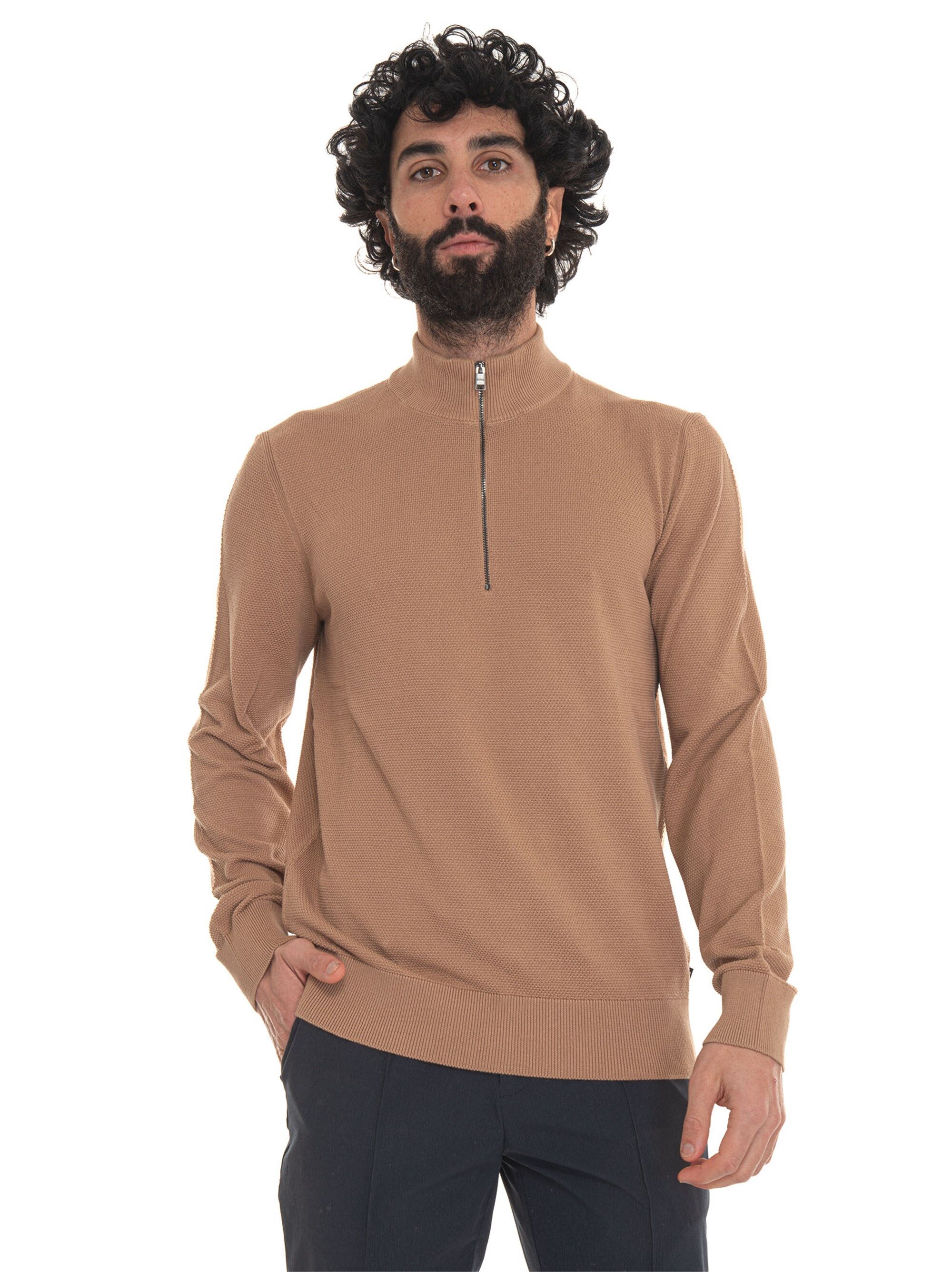 Boss Pullover mezza zip Beige Uomo XXL