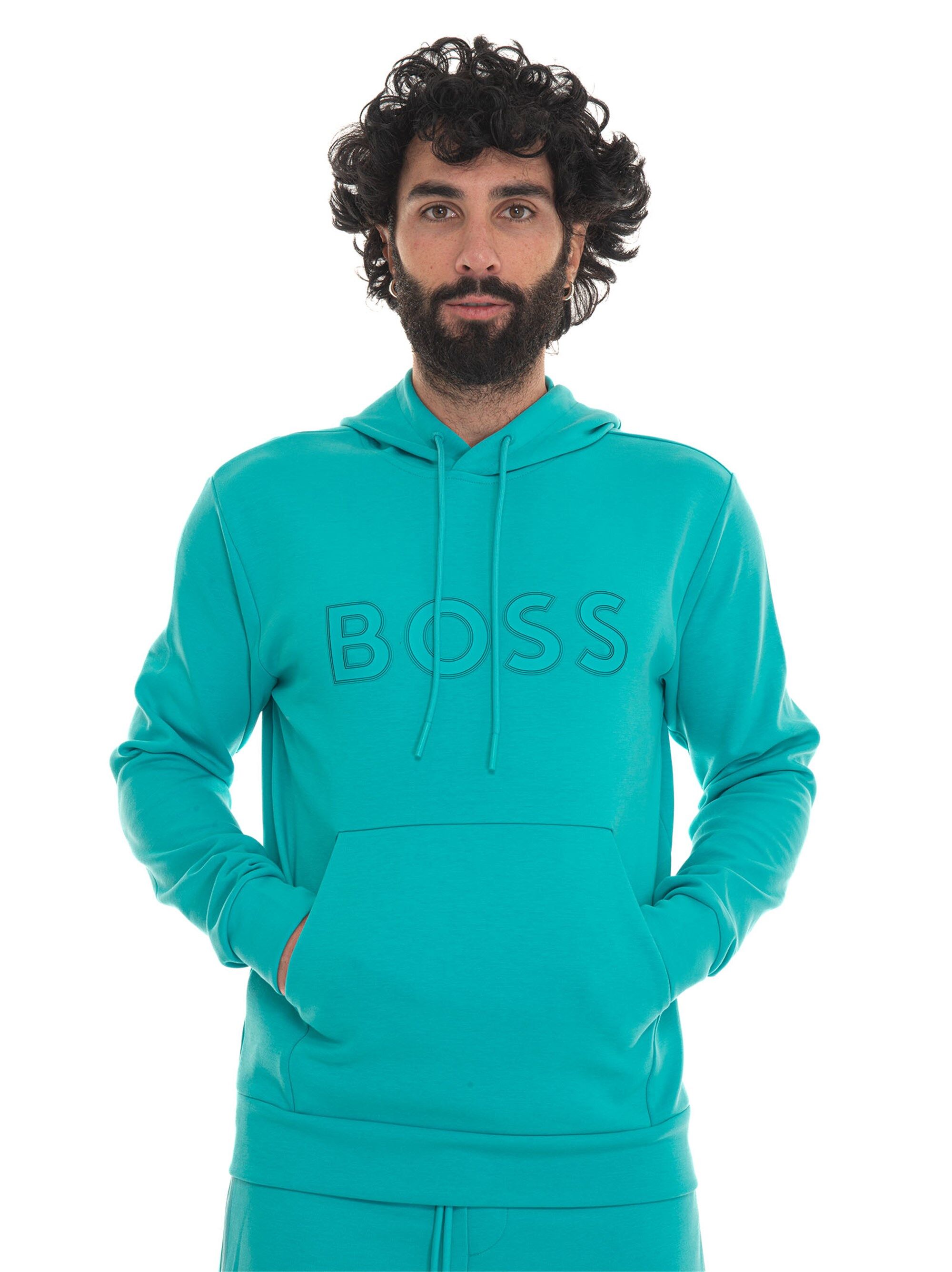 Boss Felpa con cappuccio Turchese Uomo L