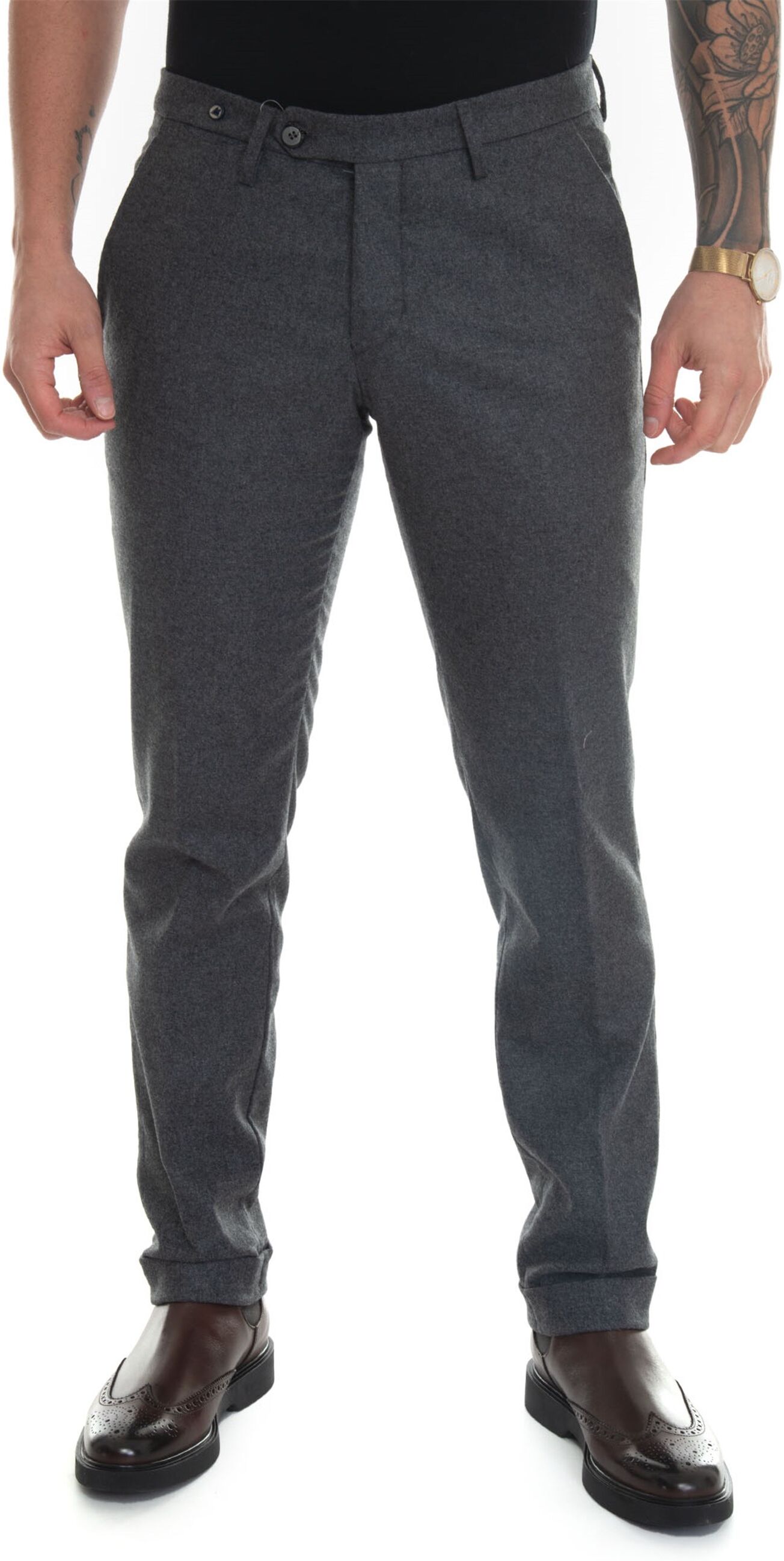 Filetto Pantaloni con risvolto PRINCIPE Grigio scuro Uomo 54