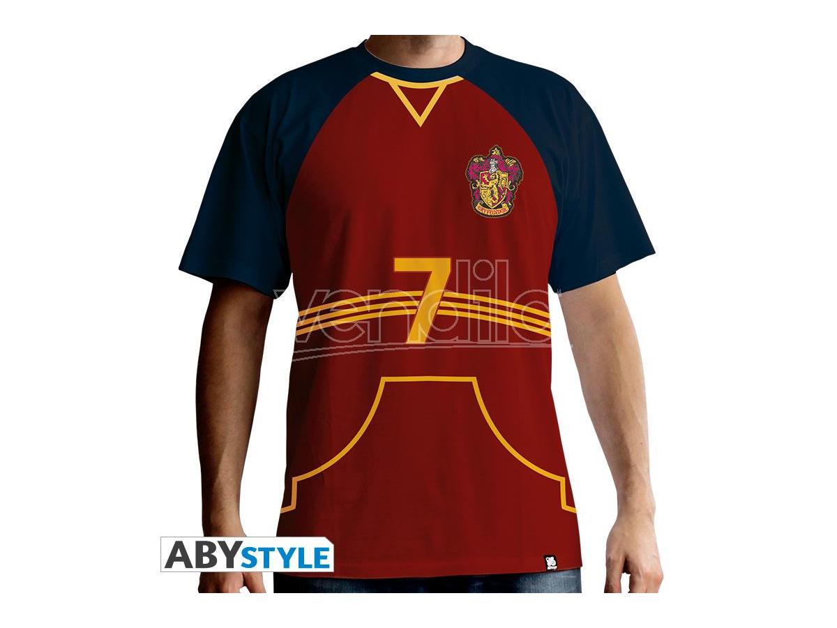 ABYSTYLE Harry Potter T-Shirt "Maglietta Quidditch" Uomo Ss Rossa Premium Taglia Xs