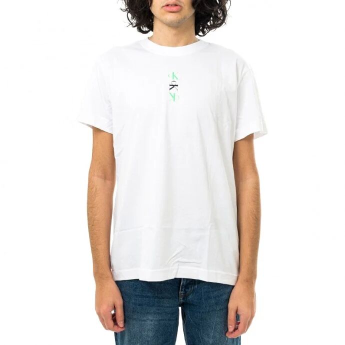 Calvin T-Shirt Uomo Art J30j318304 Yaf Colore Foto Misura A Scelta BIANCO