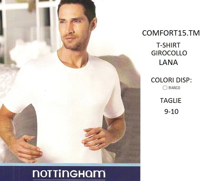 NOTTINGHAM 3 T-Shirt Uomo In Lana Art Comfort15.Tm Col. Bianco BIANCO 9