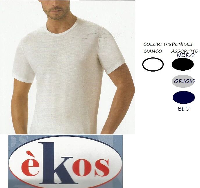 EKOS 6 Maglie Girocollo Cotone M/m Pettinato Art.2023 Colore Bianco Misura A Scelta BIANCO 3