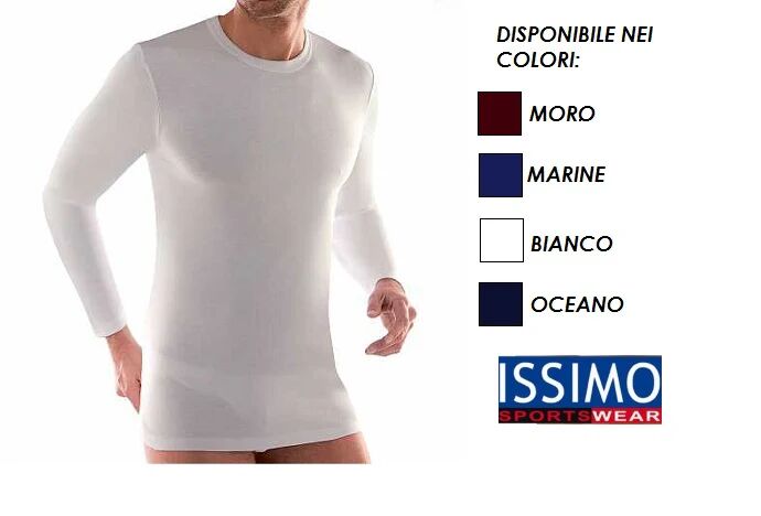 ISSIMO T-Shirt Uomo Manica Lunga In Microfibra A Girocollo Art. 254 Col. E Mis. A Scelta MORO L/XL