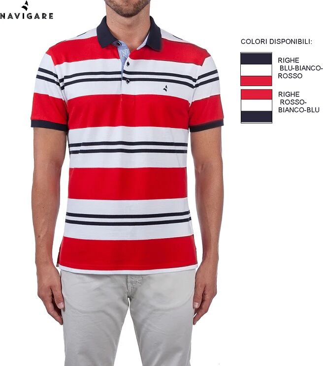 NAVIGARE Polo Uomo Art Nv80014 Colore E Misura A Scelta BLU-BIANCO-ROSSO XL