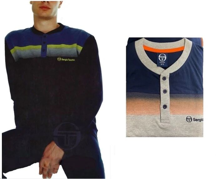 Sergio Tacchini Pigiama Uomo In Cotone Primaverile Art. Pg34089-As1-24 Col.E Mis.A Scelta BLU XL