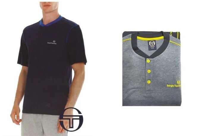 SERGIO TACCHINI Pigiama Uomo Tre Pezzi In Cotone Primaverile Art. Pg34122-As1-24 Col. E Mis. A Scelta JEANS S