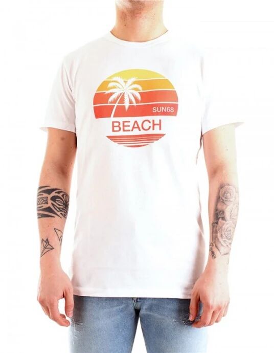 SUN68 T-Shirt Uomo Art T31121 01 Colore Bianco Misura A Scelta BIANCO