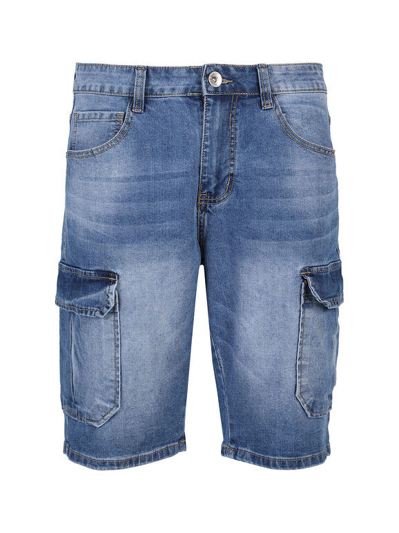 Tmk Bermuda uomo in jeans con tasconi laterali Bermuda uomo Jeans taglia 50