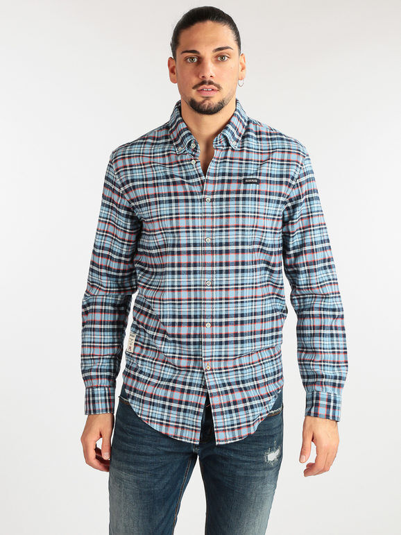 Napapijri Camicia a quadri da uomo in cotone Camicie Classiche uomo Blu taglia 3XL