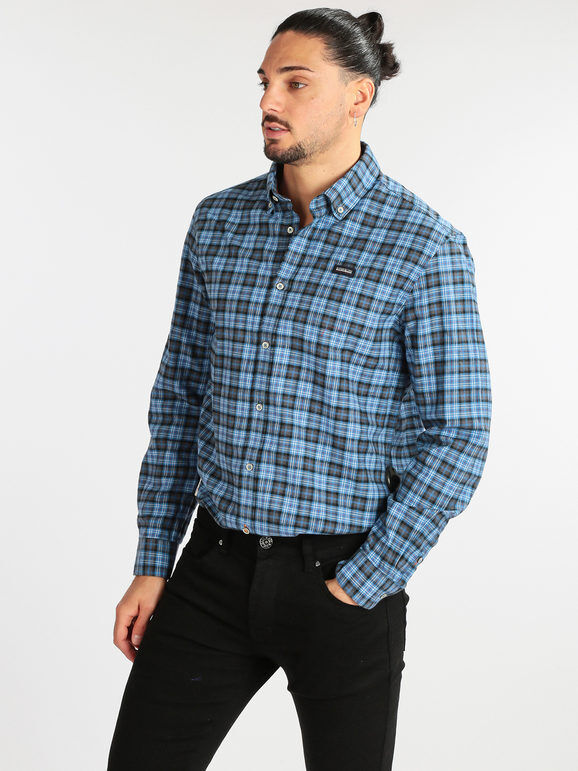 Napapijri Camicia a quadri da uomo in cotone Camicie Classiche uomo Blu taglia XL