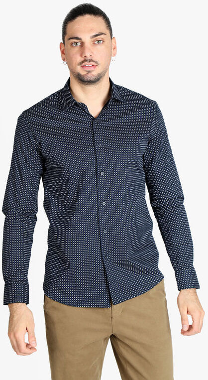 Lurvy Camicia classica da uomo in cotone a fantasia Camicie Classiche uomo Blu taglia M